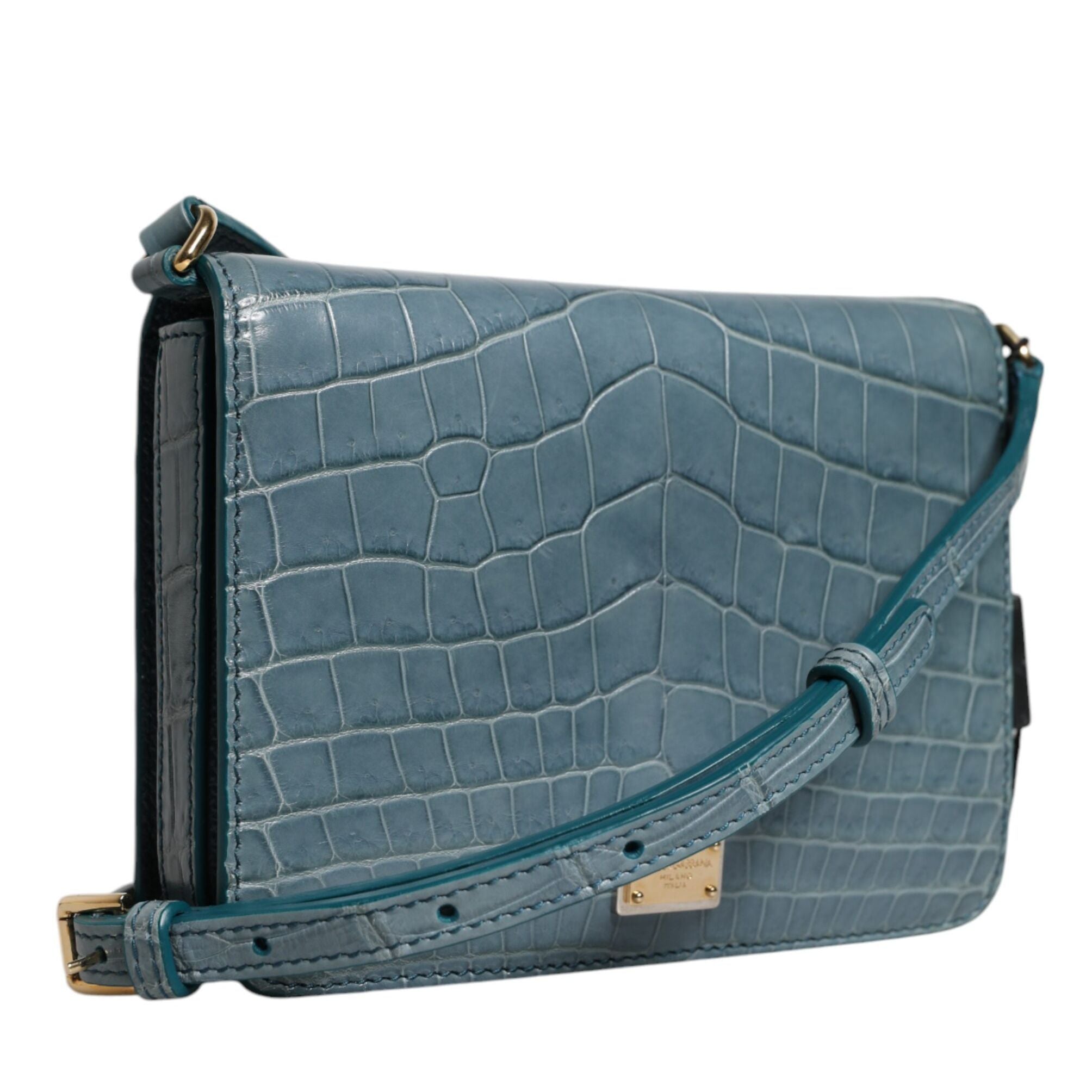 Dolce & Gabbana Green Exotic Leather DG Plaque Crossbody Mini Bag