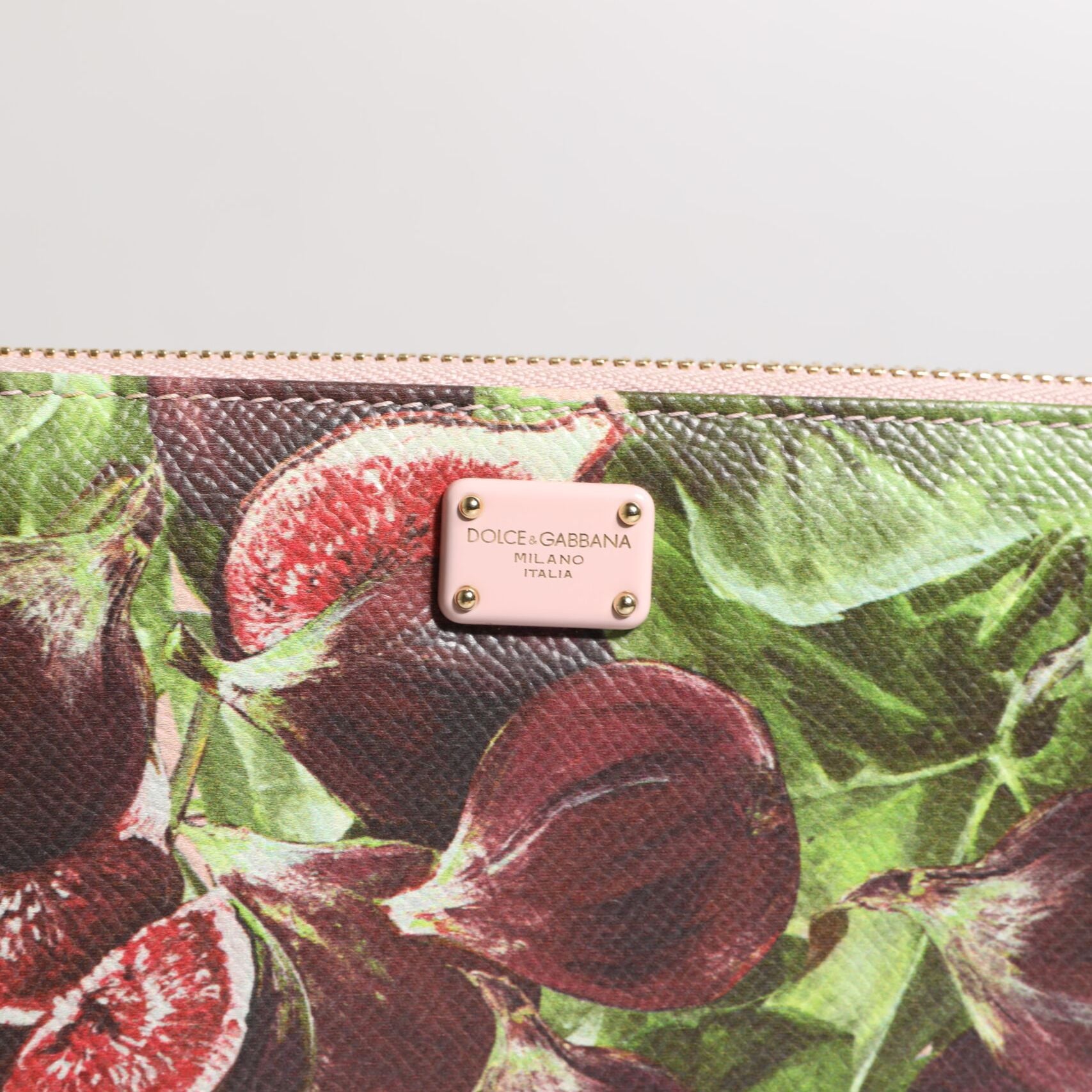 Dolce & Gabbana Multicolor Fig Fruit Dauphine Leather Zip Around Continental Wallet