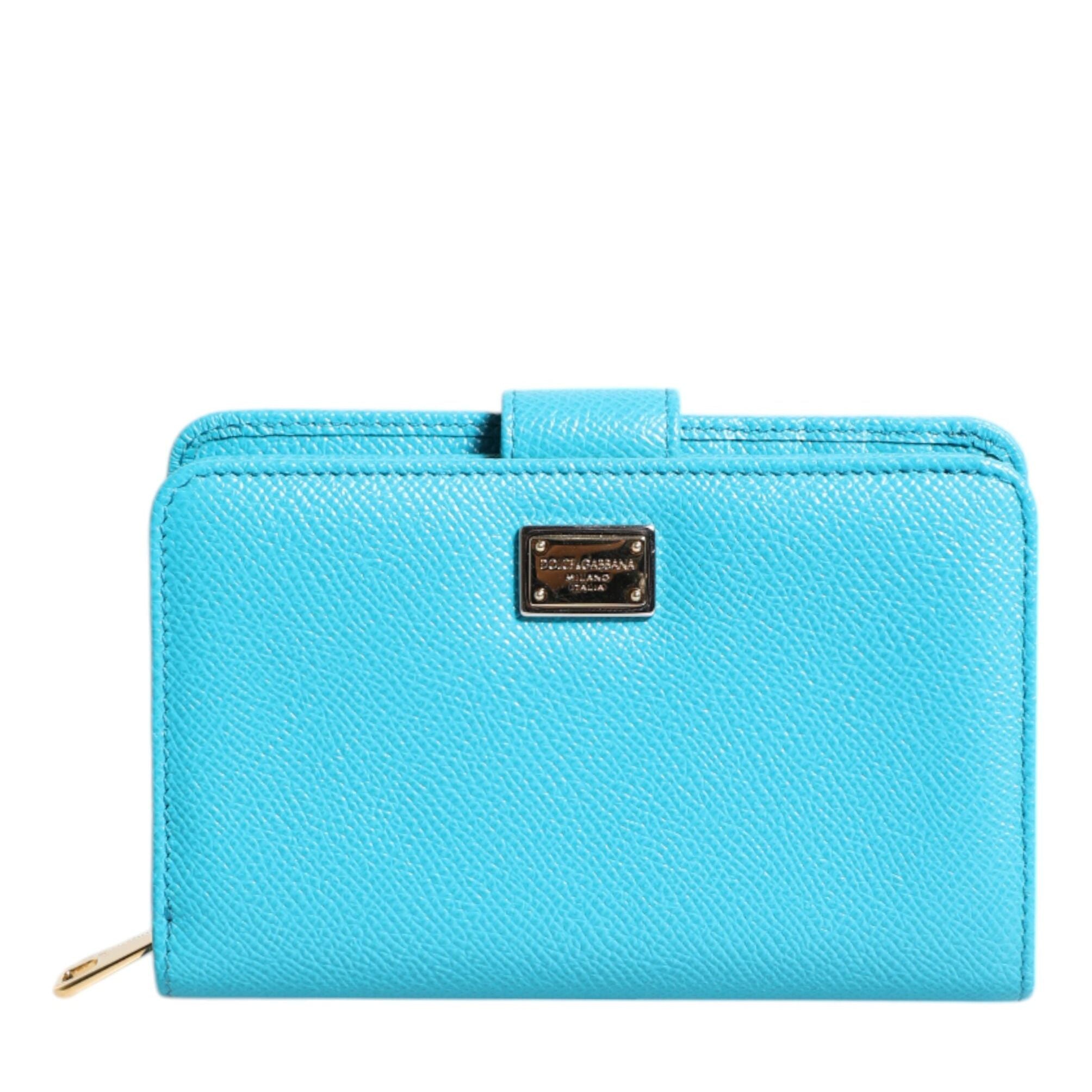 Dolce & Gabbana Light Blue Leather Bifold Continental Clutch Wallet