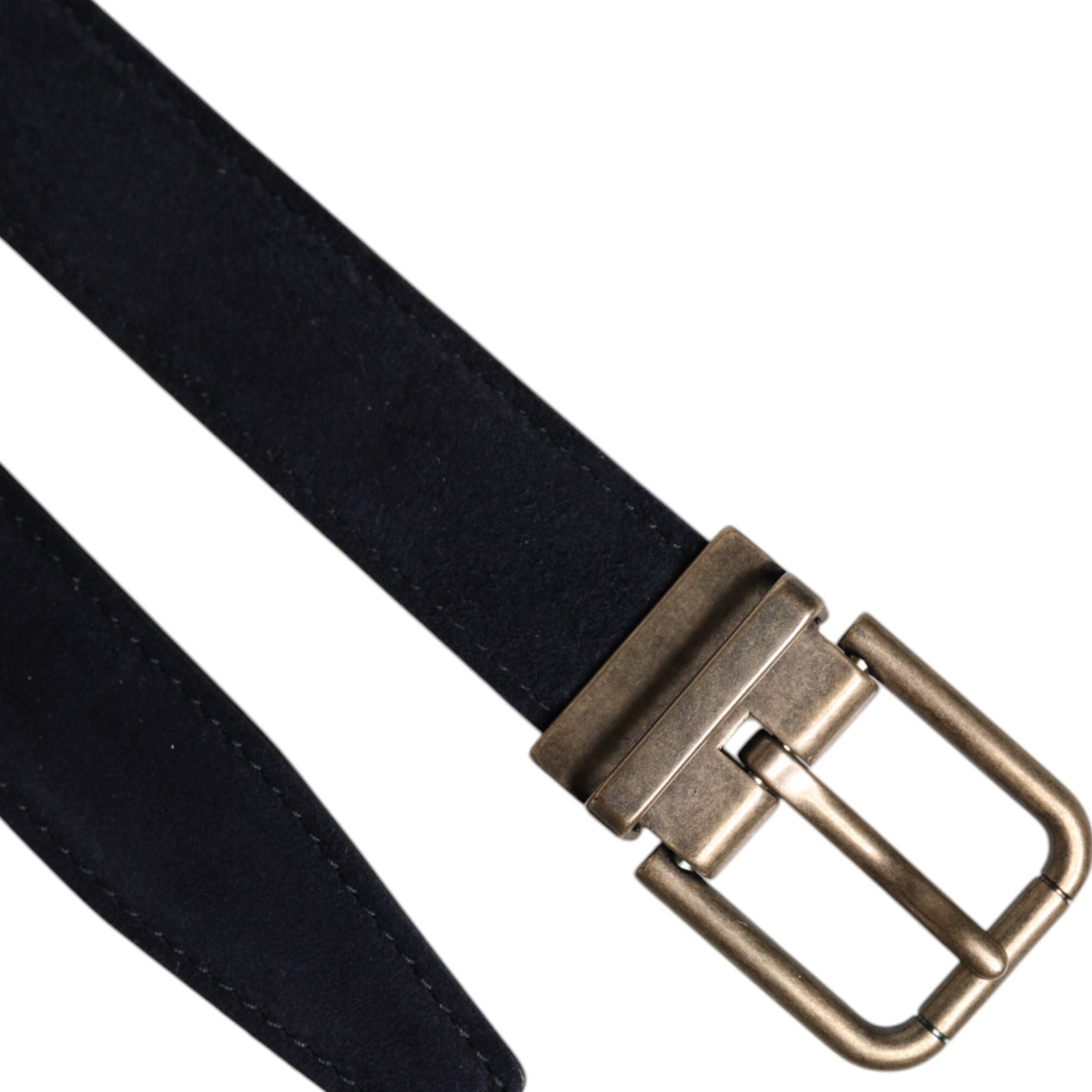 Dolce & Gabbana Black Goat Leather Metal Buckle Classic Belt