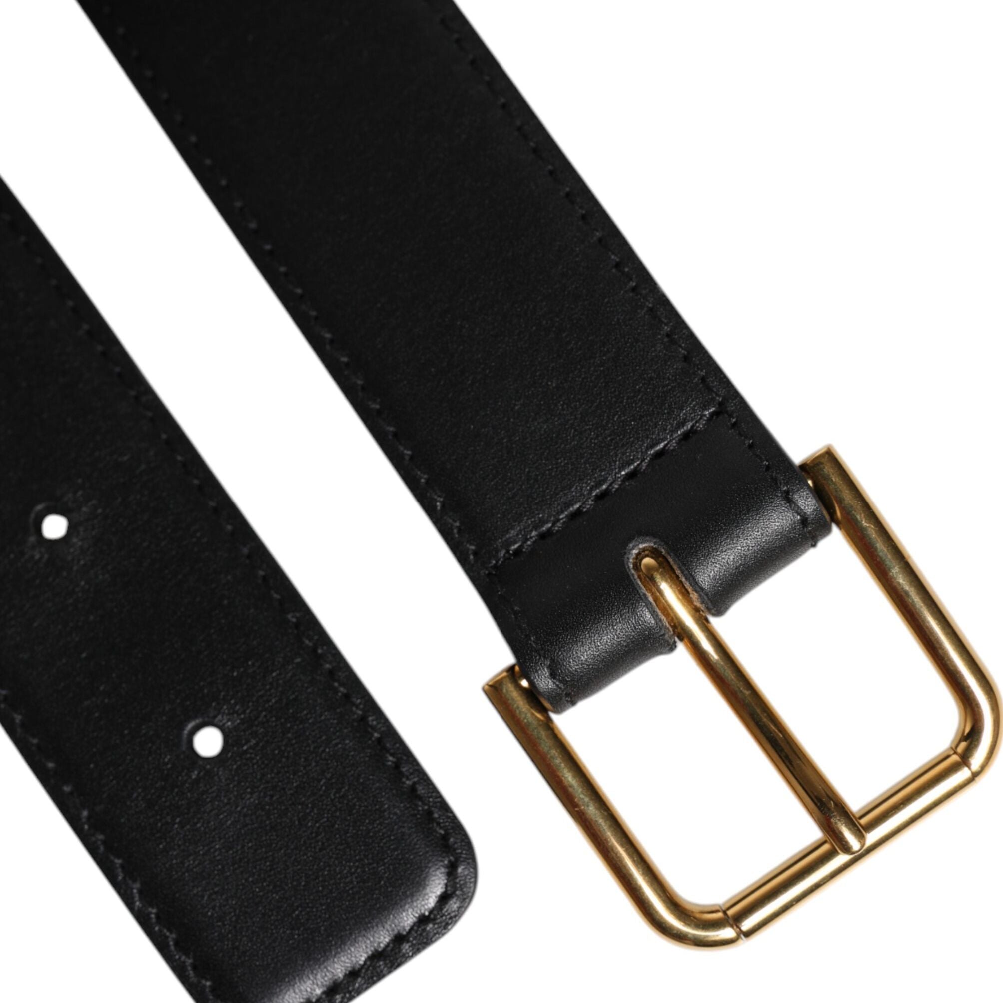 Dolce & Gabbana Black Leather Metal Buckle Classic Belt