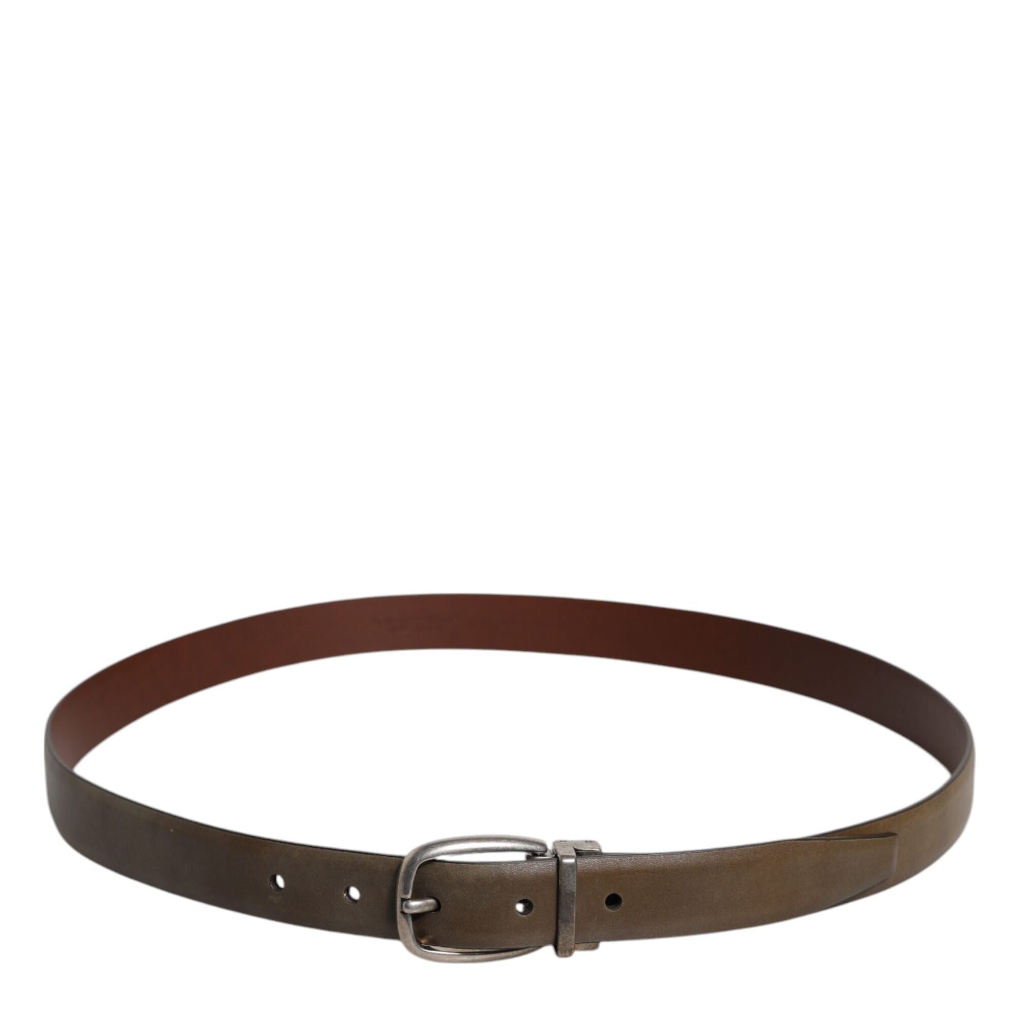 Dolce & Gabbana Brown Leather Classic Metal Logo Buckle Belt
