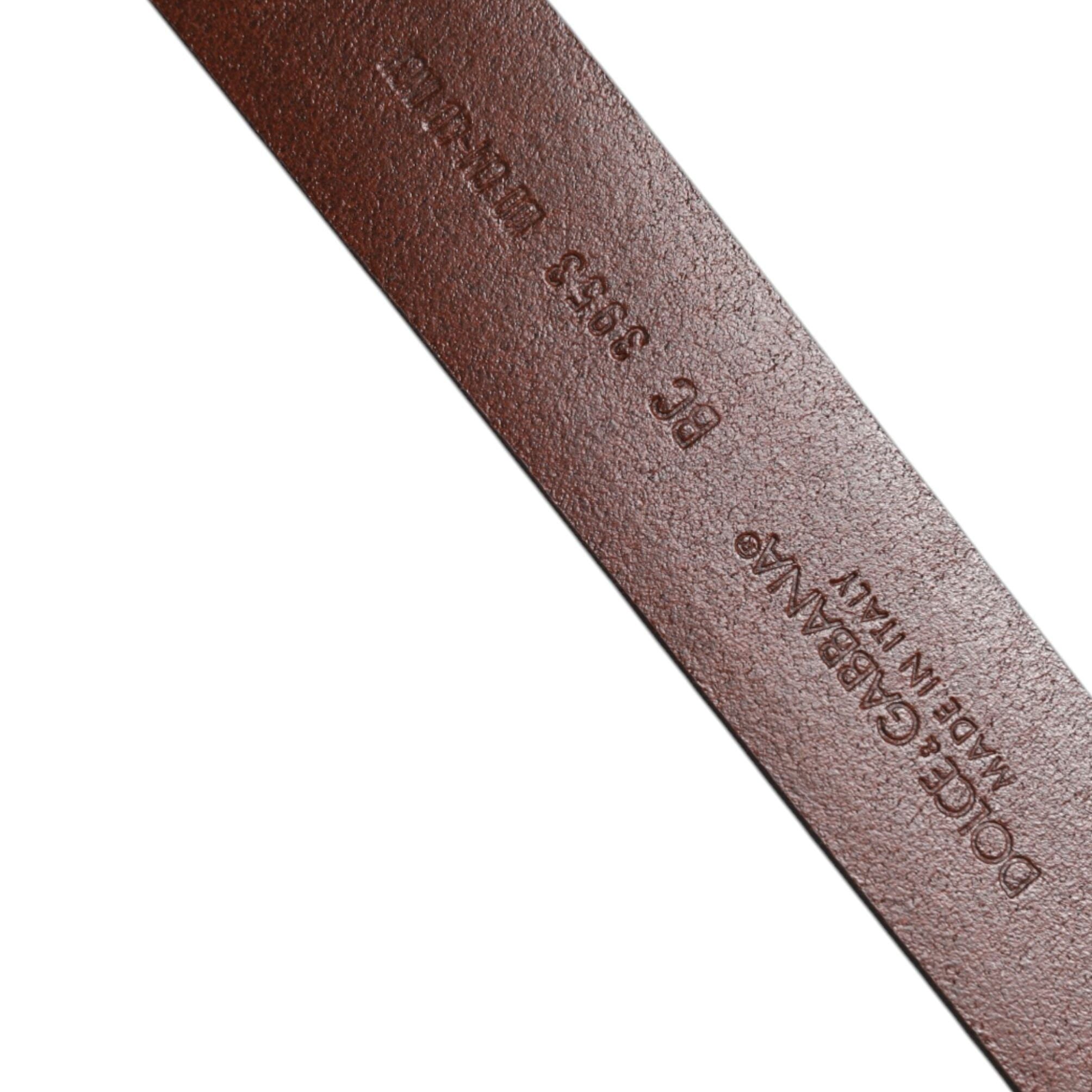Dolce & Gabbana Brown Leather Classic Metal Logo Buckle Belt