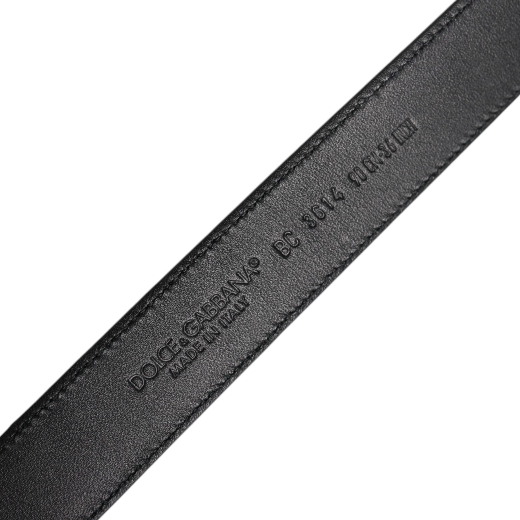 Dolce & Gabbana Black Calf Leather Classic Metal Buckle Belt