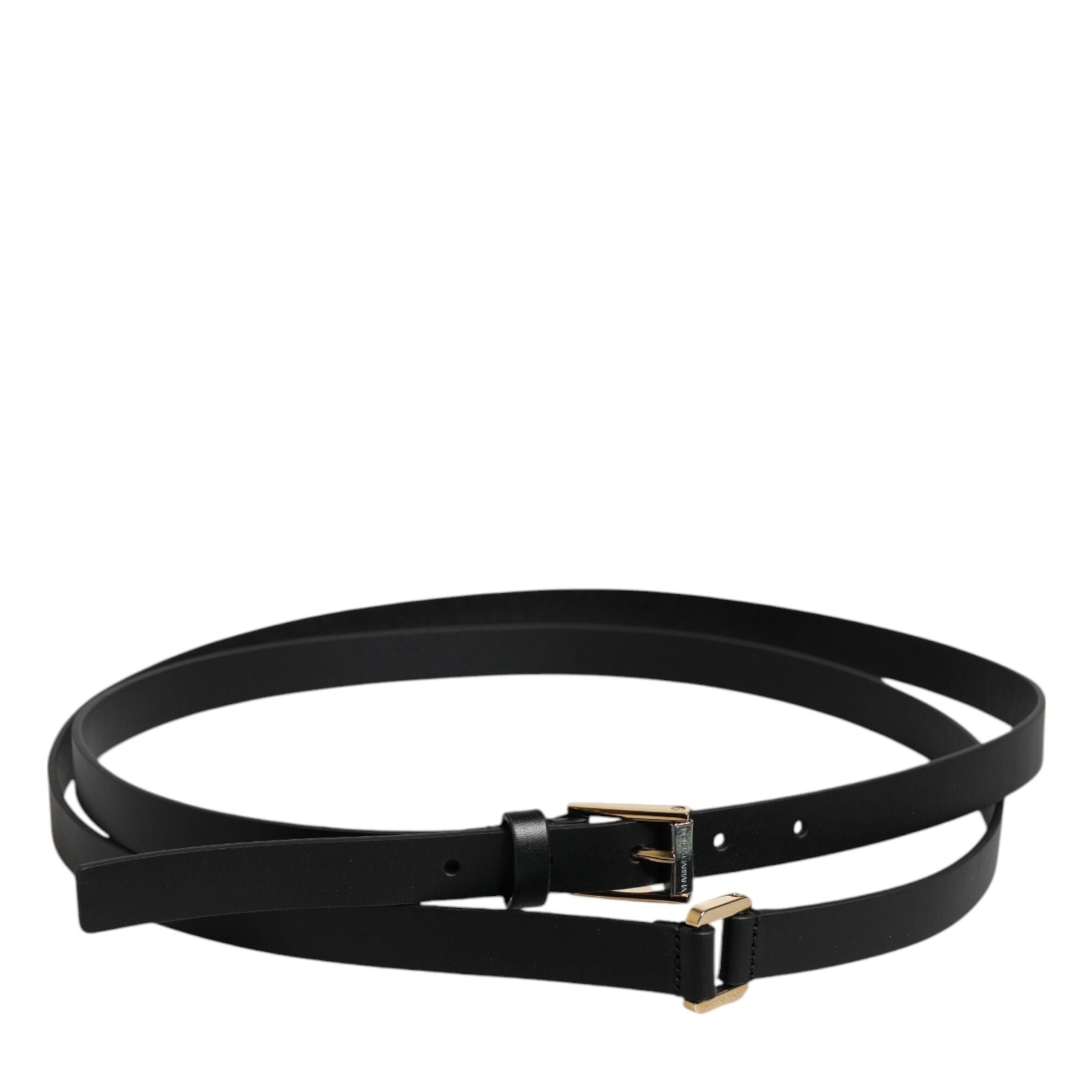 Dolce & Gabbana Black Calfskin Classic Metal Logo Buckle Belt