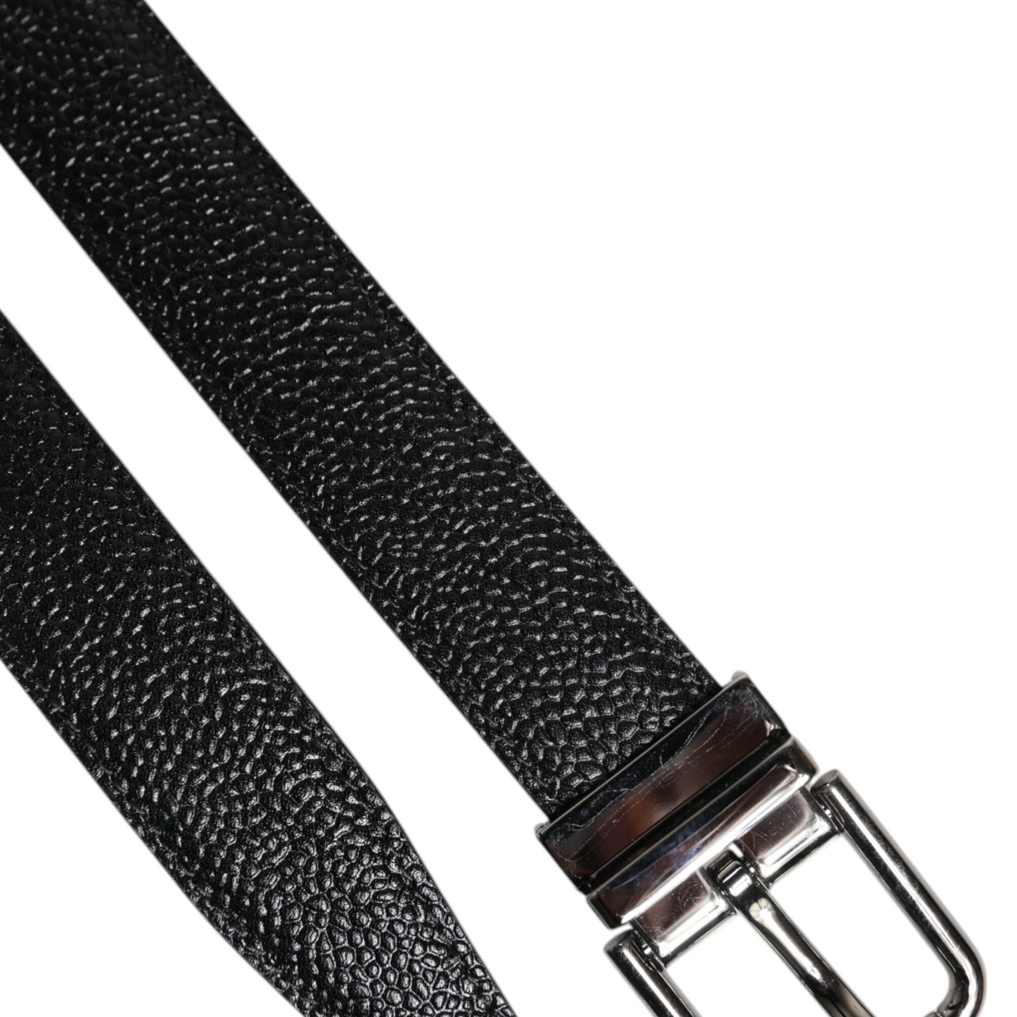 Dolce & Gabbana Black Calf Leather Classic Metal Buckle Belt