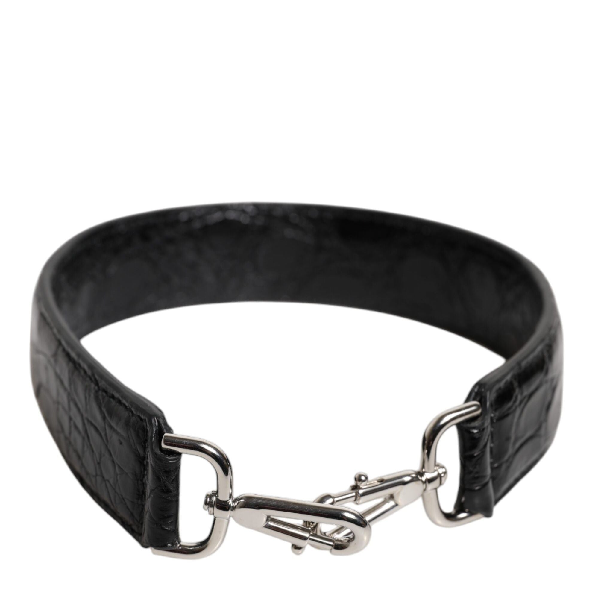 Dolce & Gabbana Black Alligator Leather Bag Shoulder Strap