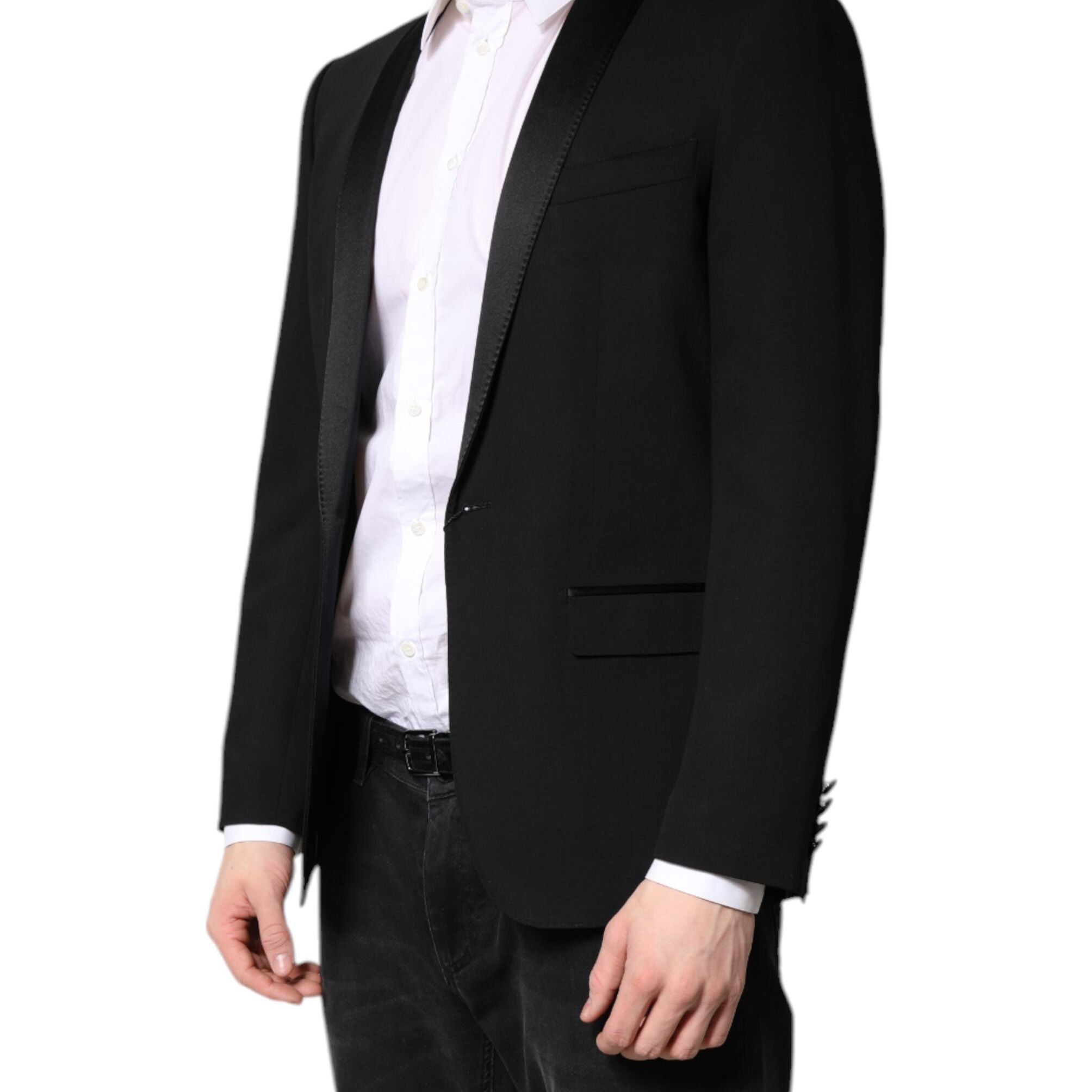 Dolce & Gabbana Black Single Breasted Men Coat MARTINI Blazer
