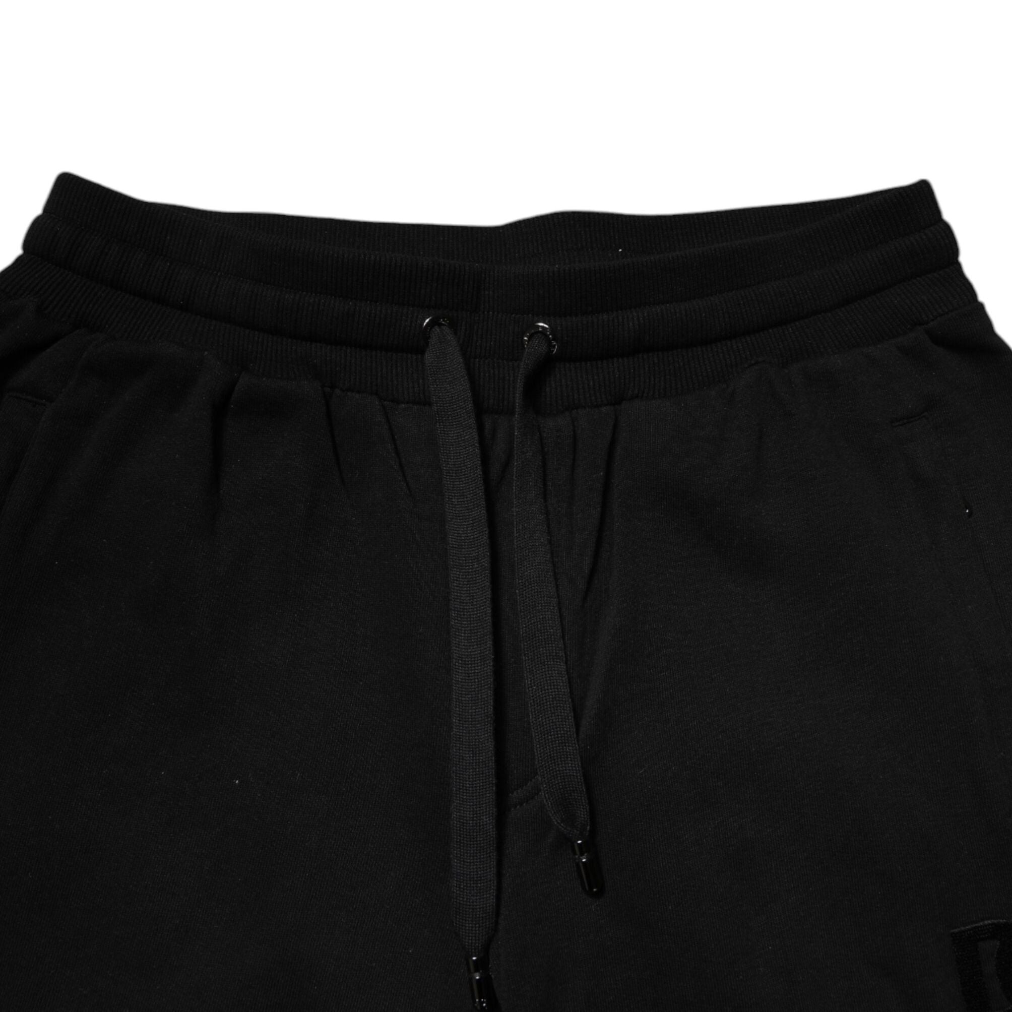 Dolce & Gabbana Black Cotton Mid Waist Jogger Sweatpants Pants