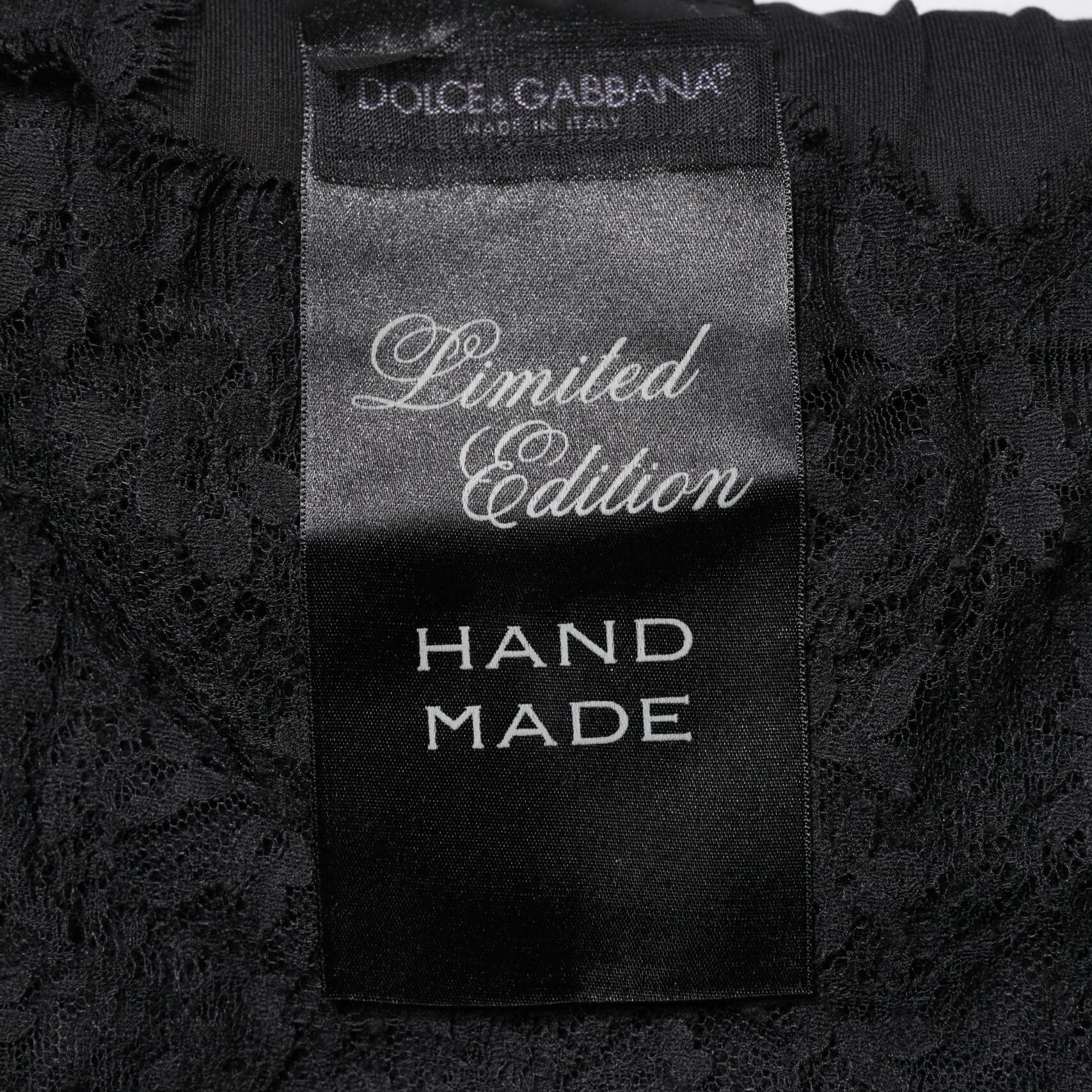 Dolce & Gabbana Black Lace Sheer Sacred Heart Crew Neck Top