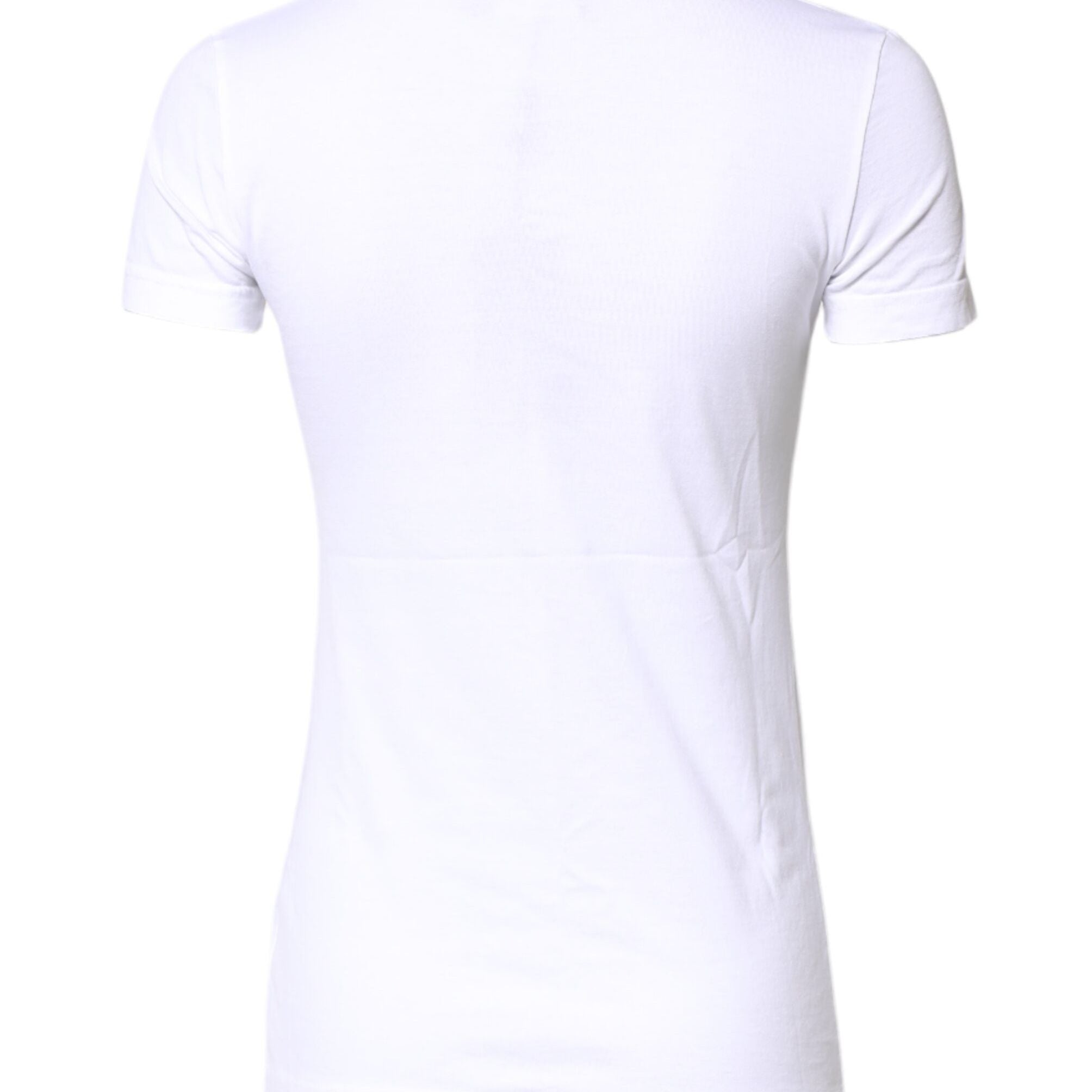 Dolce & Gabbana White Cotton Crew Neck Short Sleeves T-shirt