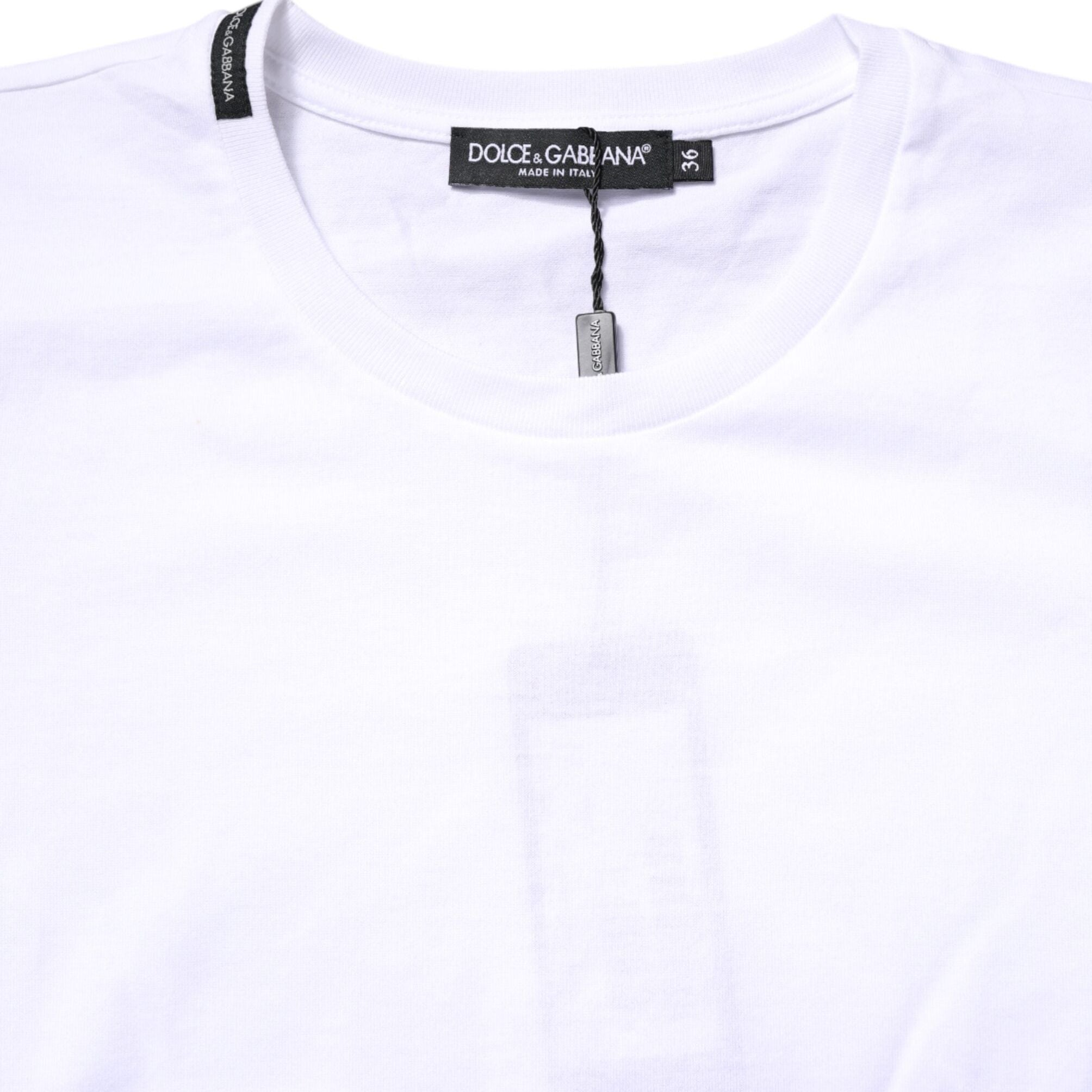 Dolce & Gabbana White Cotton Crew Neck Short Sleeves T-shirt