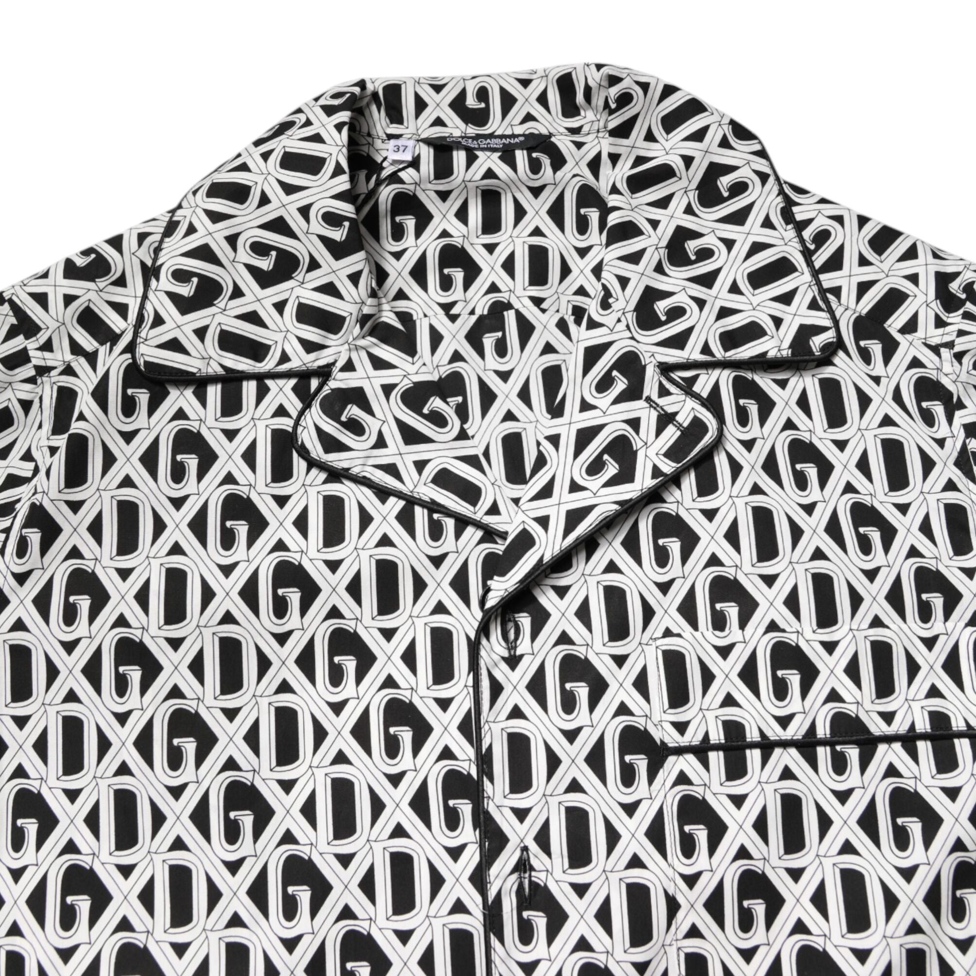 Dolce & Gabbana Black White DG Print Cotton Pajama Set Sleepwear