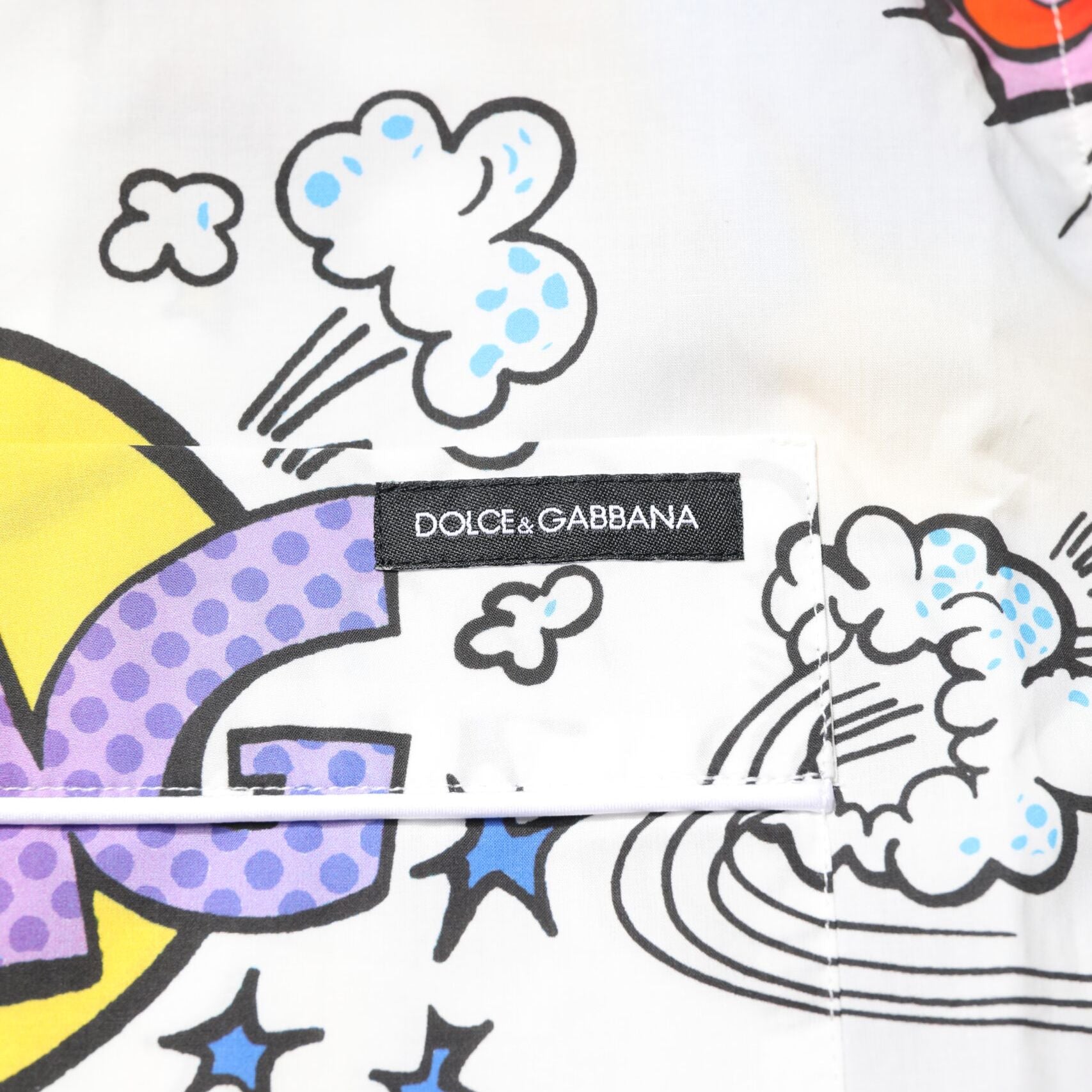 Dolce & Gabbana White Cartoon Print Cotton Men Pajama Set Sleepwear