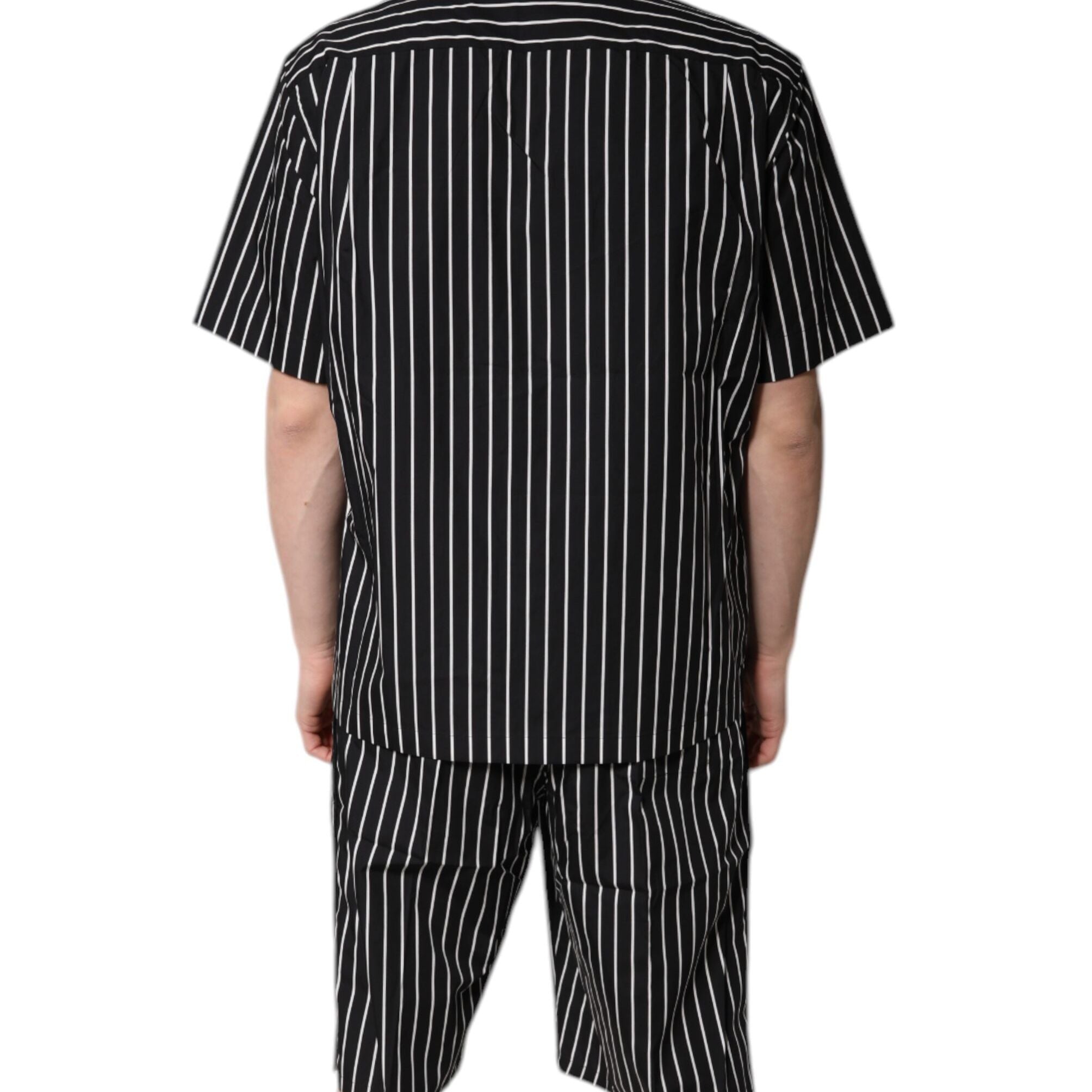 Dolce & Gabbana Black White Stripes Cotton Men Pajama Set Sleepwear
