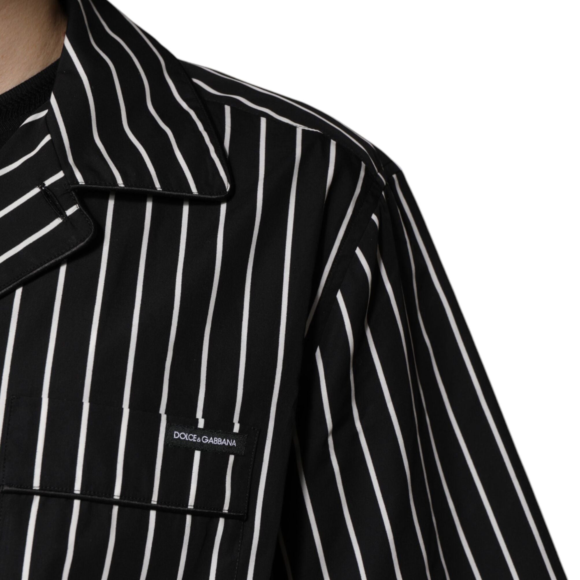 Dolce & Gabbana Black White Stripes Cotton Men Pajama Set Sleepwear