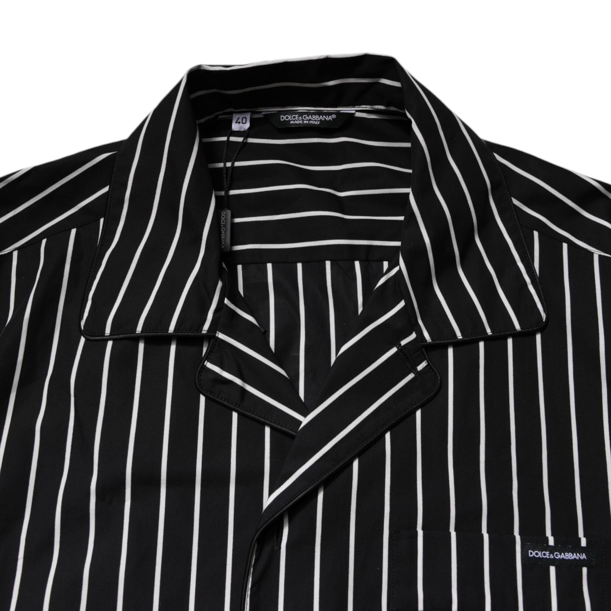 Dolce & Gabbana Black White Stripes Cotton Men Pajama Set Sleepwear