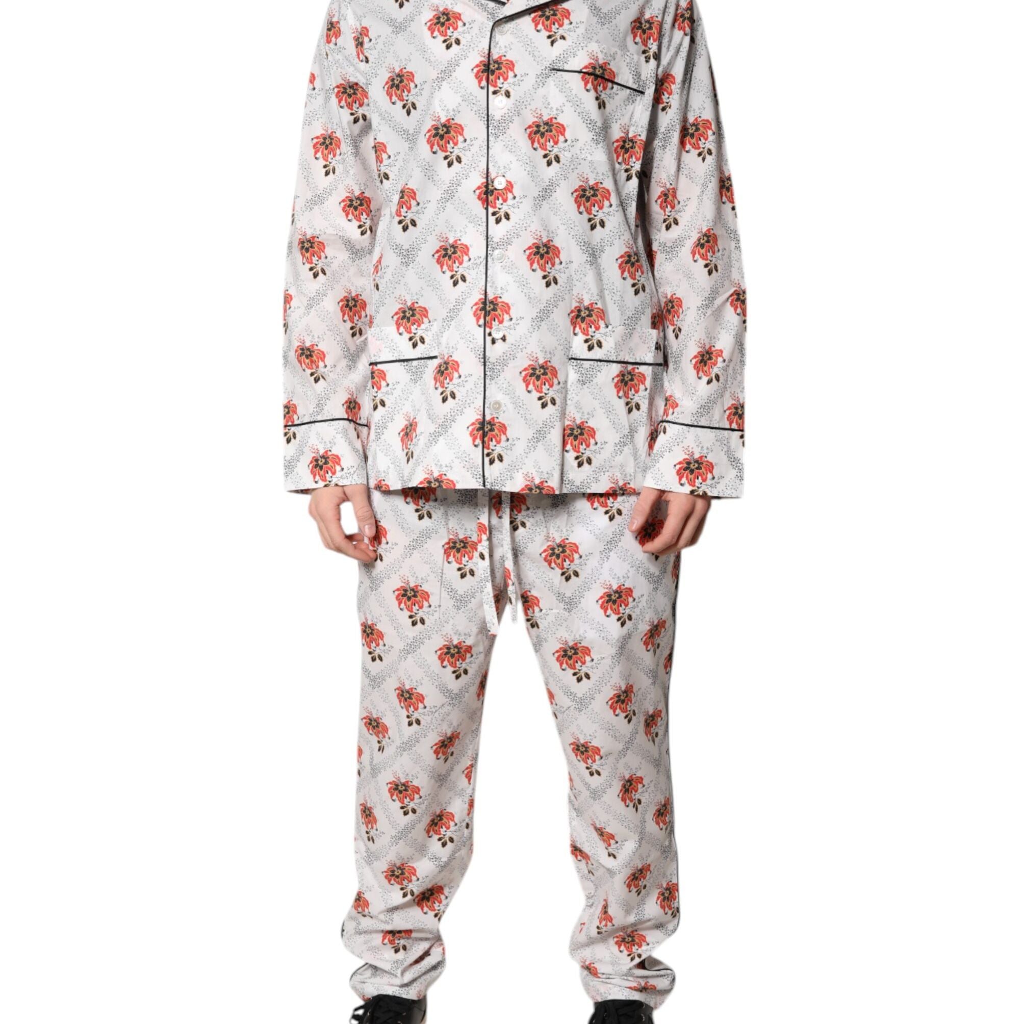 Dolce & Gabbana Multicolor Floral Print Cotton Pajama Set Sleepwear