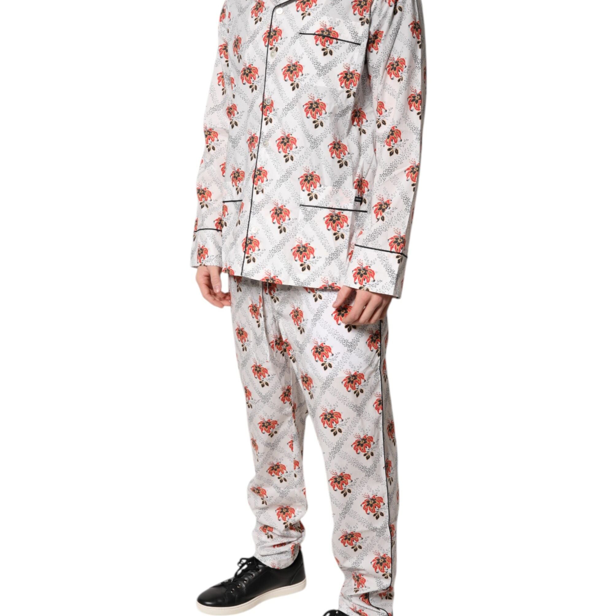 Dolce & Gabbana Multicolor Floral Print Cotton Pajama Set Sleepwear