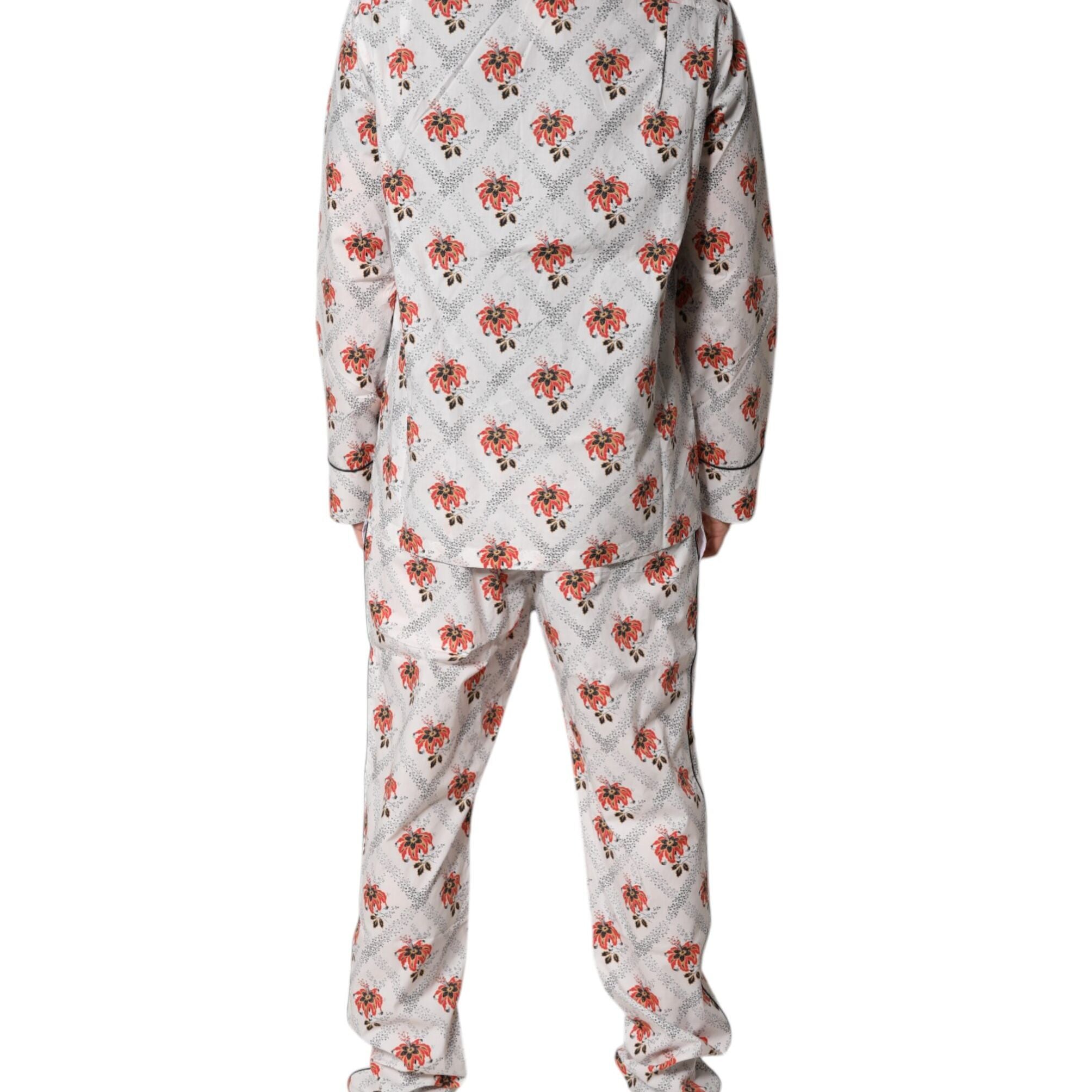 Dolce & Gabbana Multicolor Floral Print Cotton Pajama Set Sleepwear