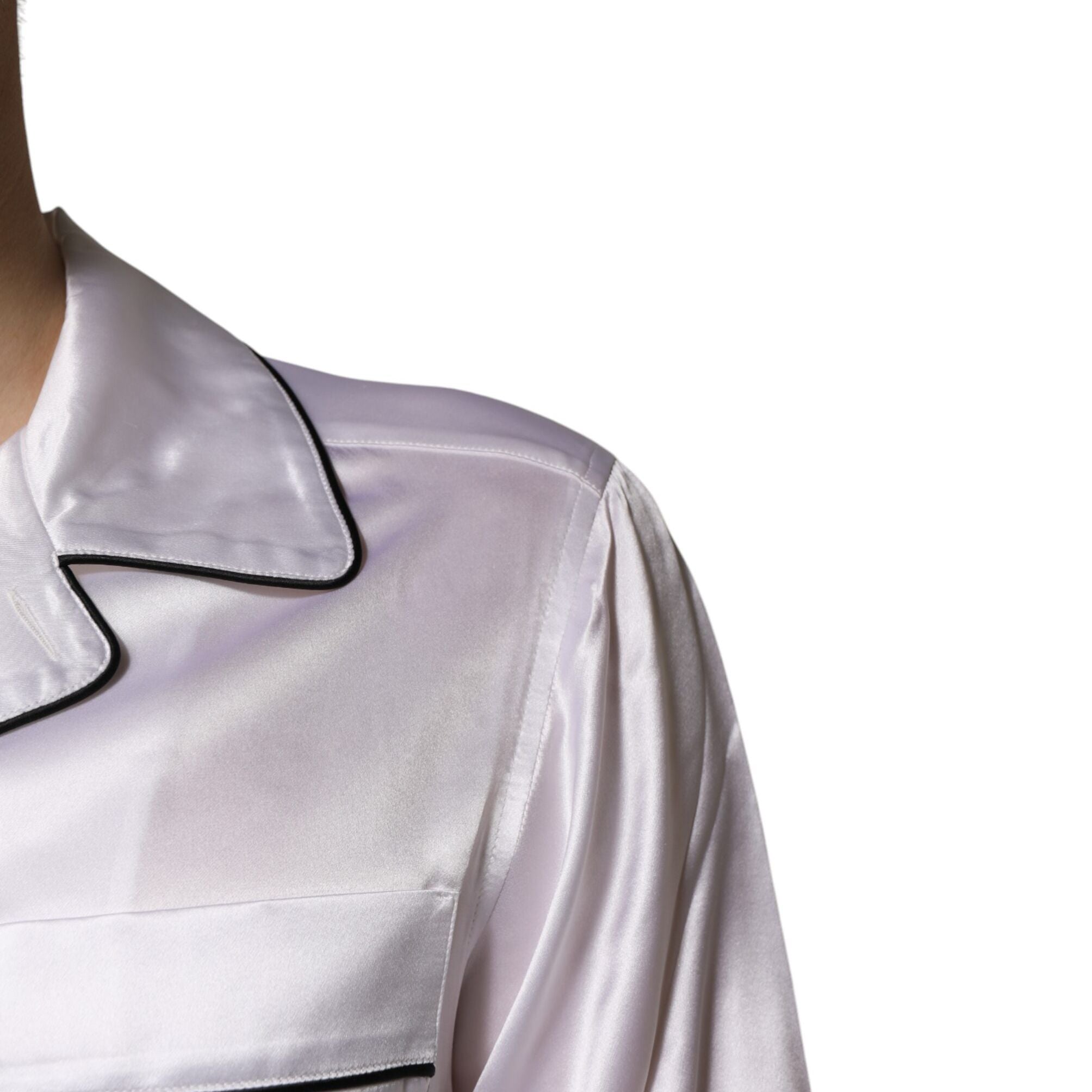 Dolce & Gabbana White Satin Silk Men Pajama Set Sleepwear