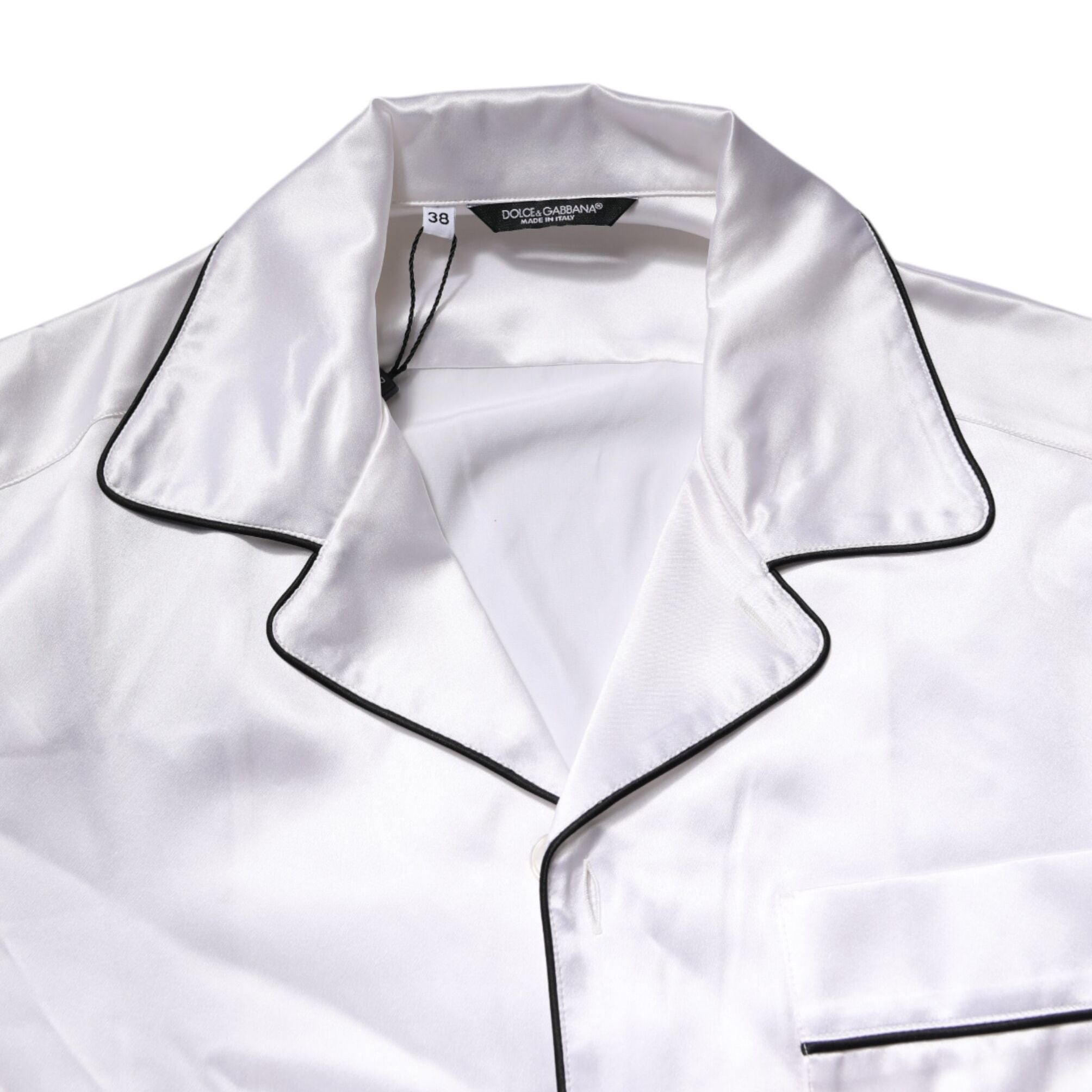 Dolce & Gabbana White Satin Silk Men Pajama Set Sleepwear