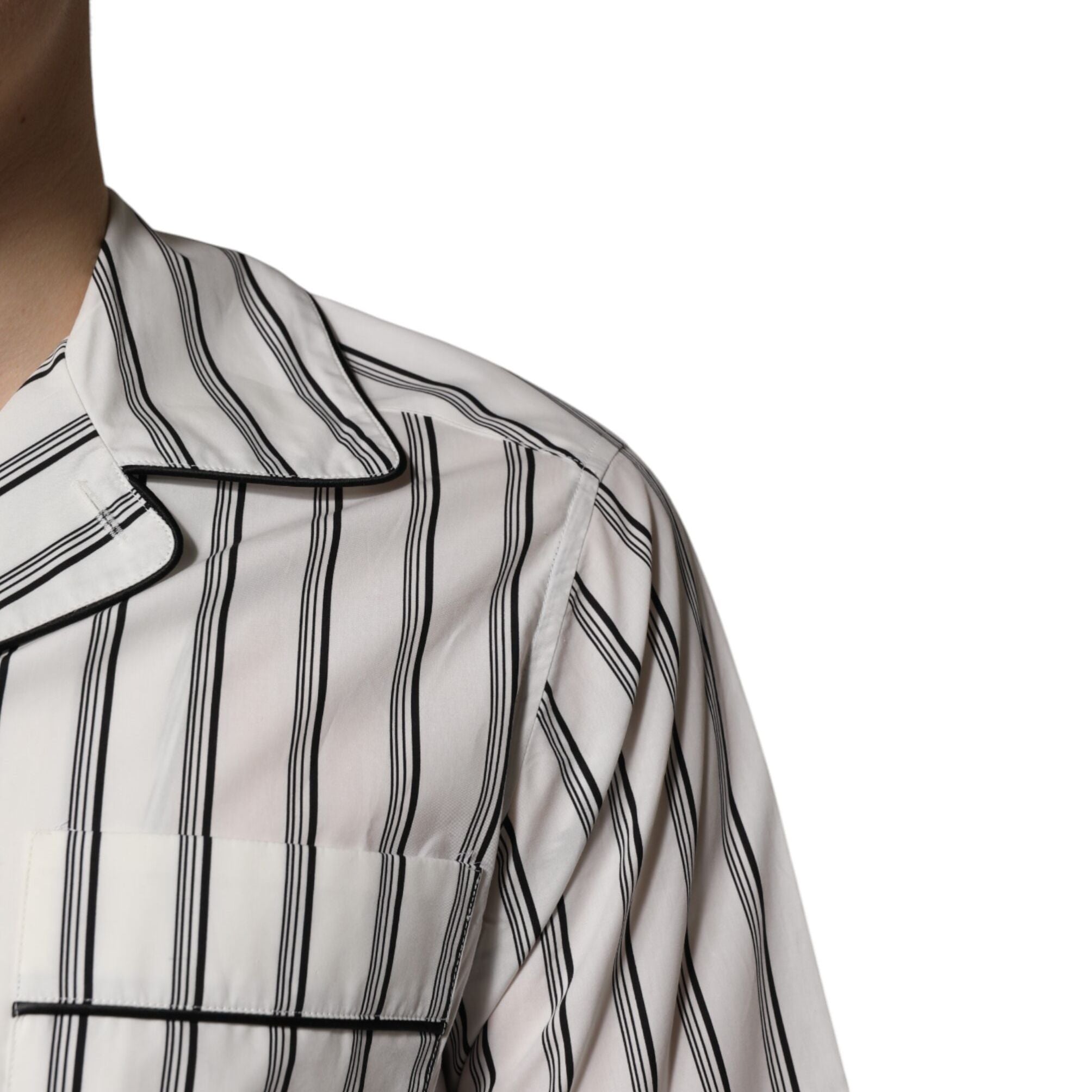 Dolce & Gabbana White Black Stripes Cotton Men Pajama Set Sleepwear