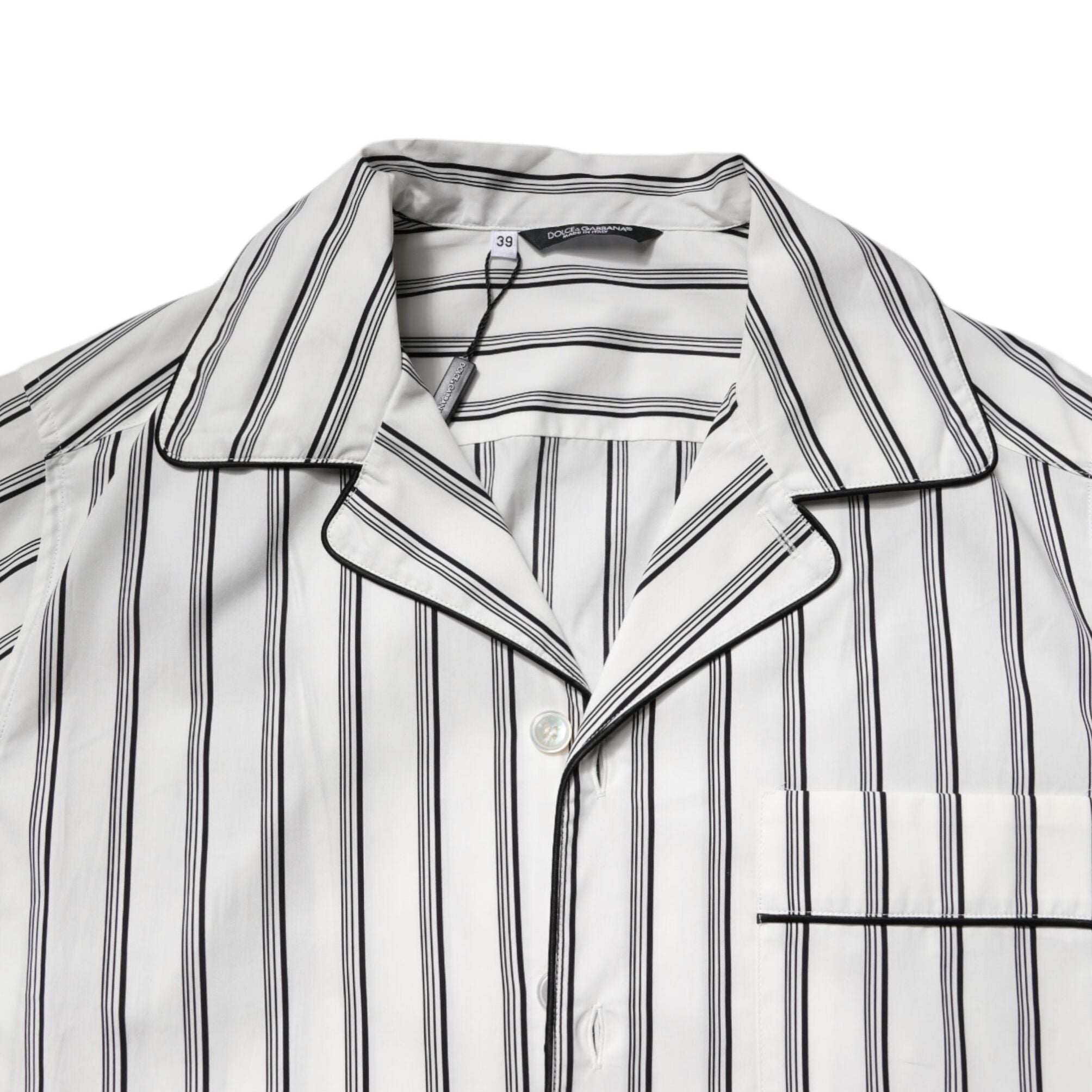 Dolce & Gabbana White Black Stripes Cotton Men Pajama Set Sleepwear