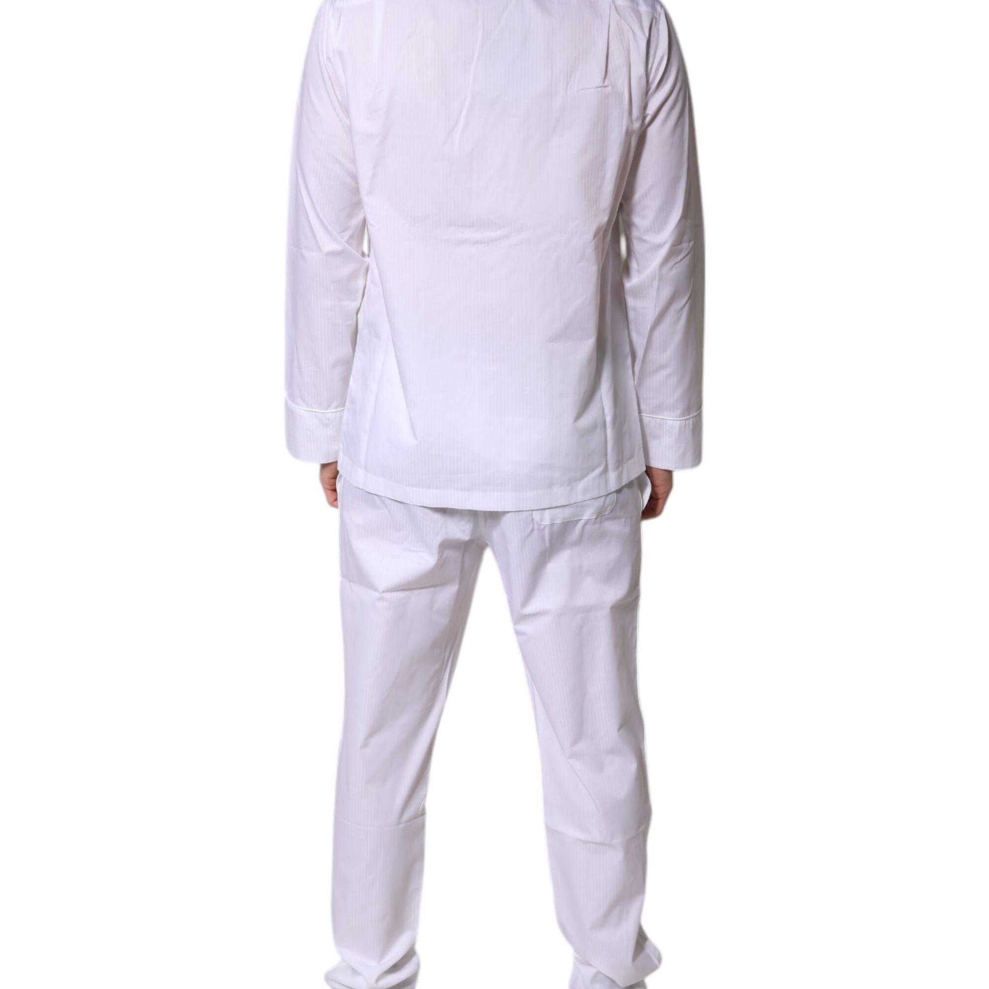 Dolce & Gabbana White Cotton Shirt Pants Pajama Set Sleepwear