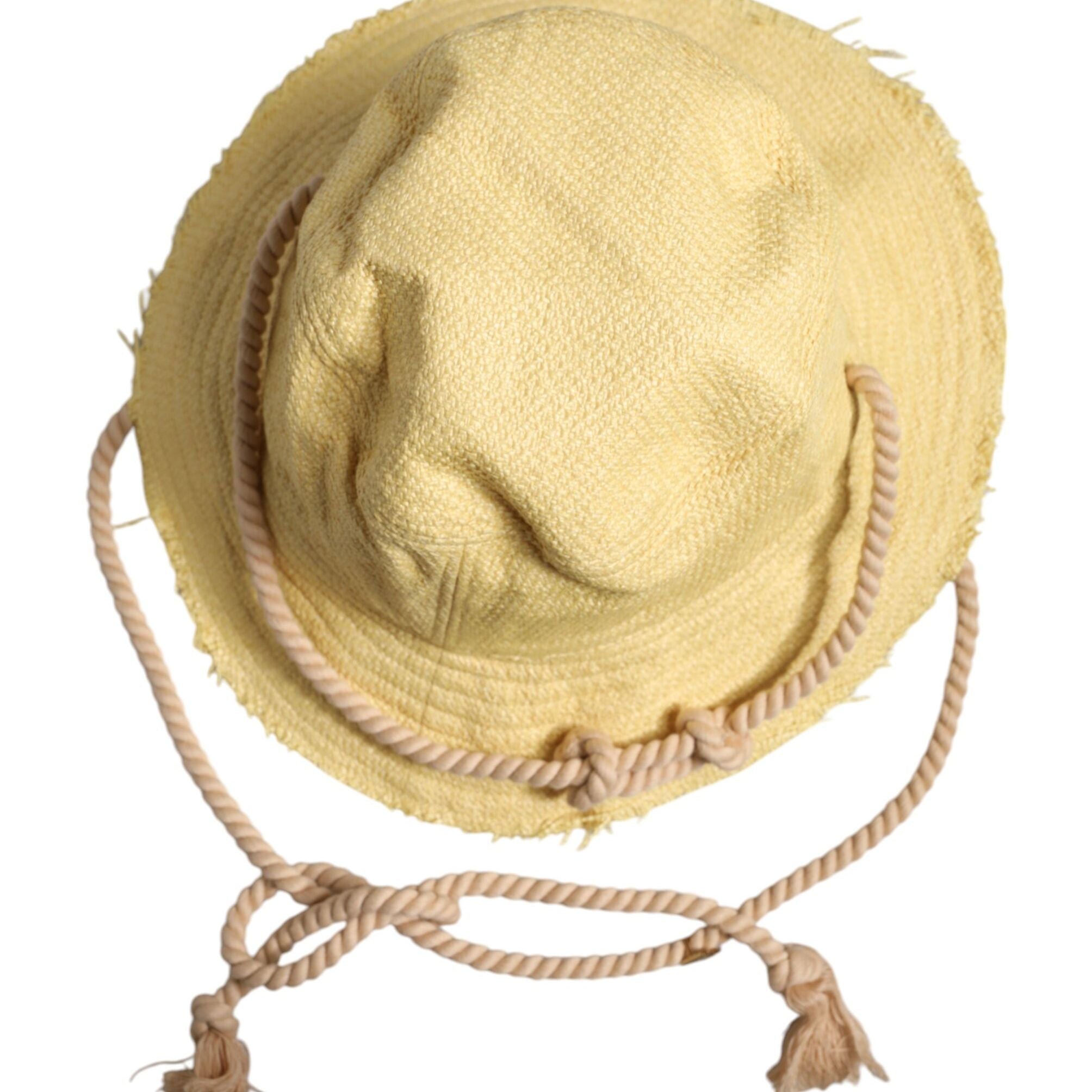 Dolce & Gabbana Yellow Cotton Wide Brim Bucket