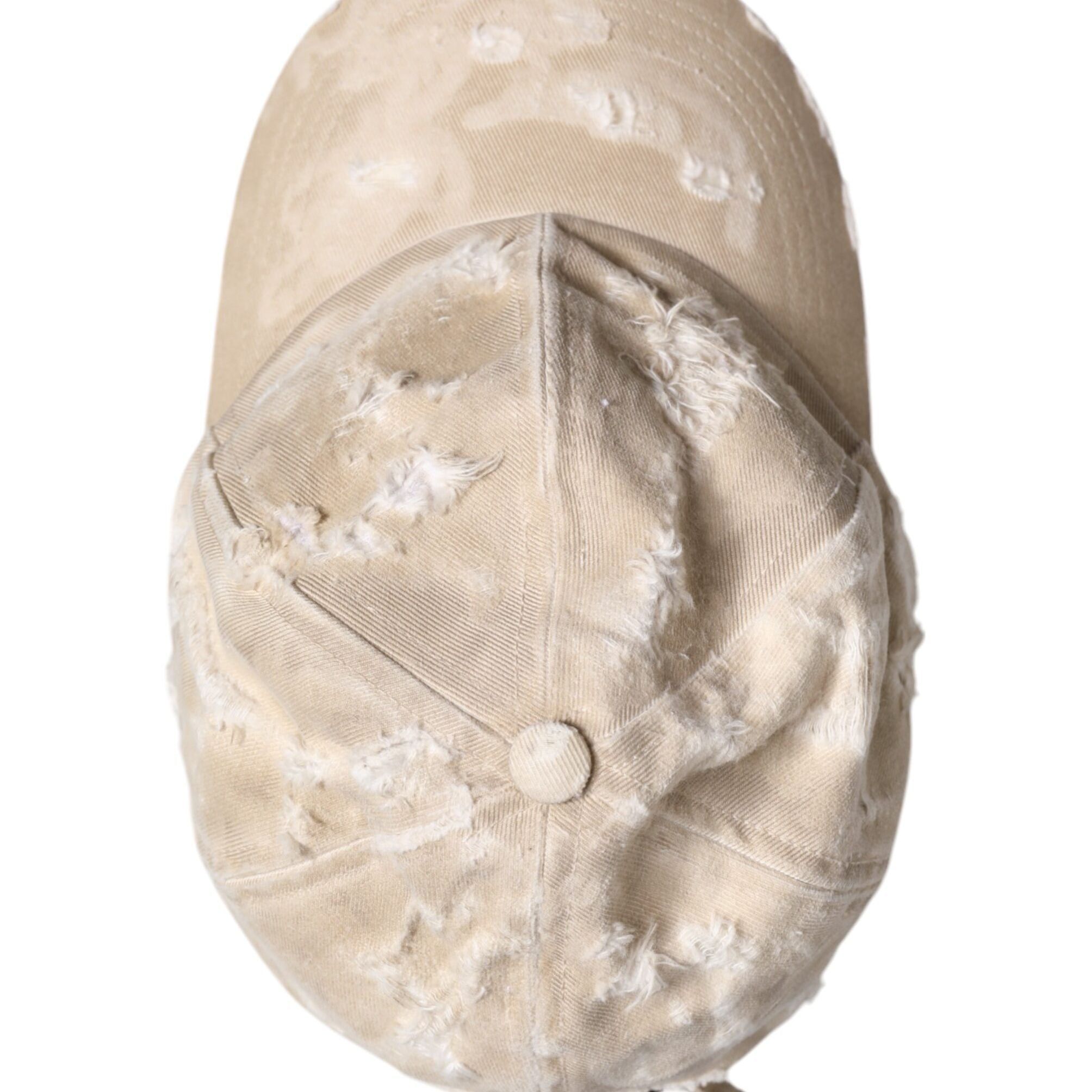 Dolce & Gabbana Beige Tattered Cotton 6 Panels Baseball Cap