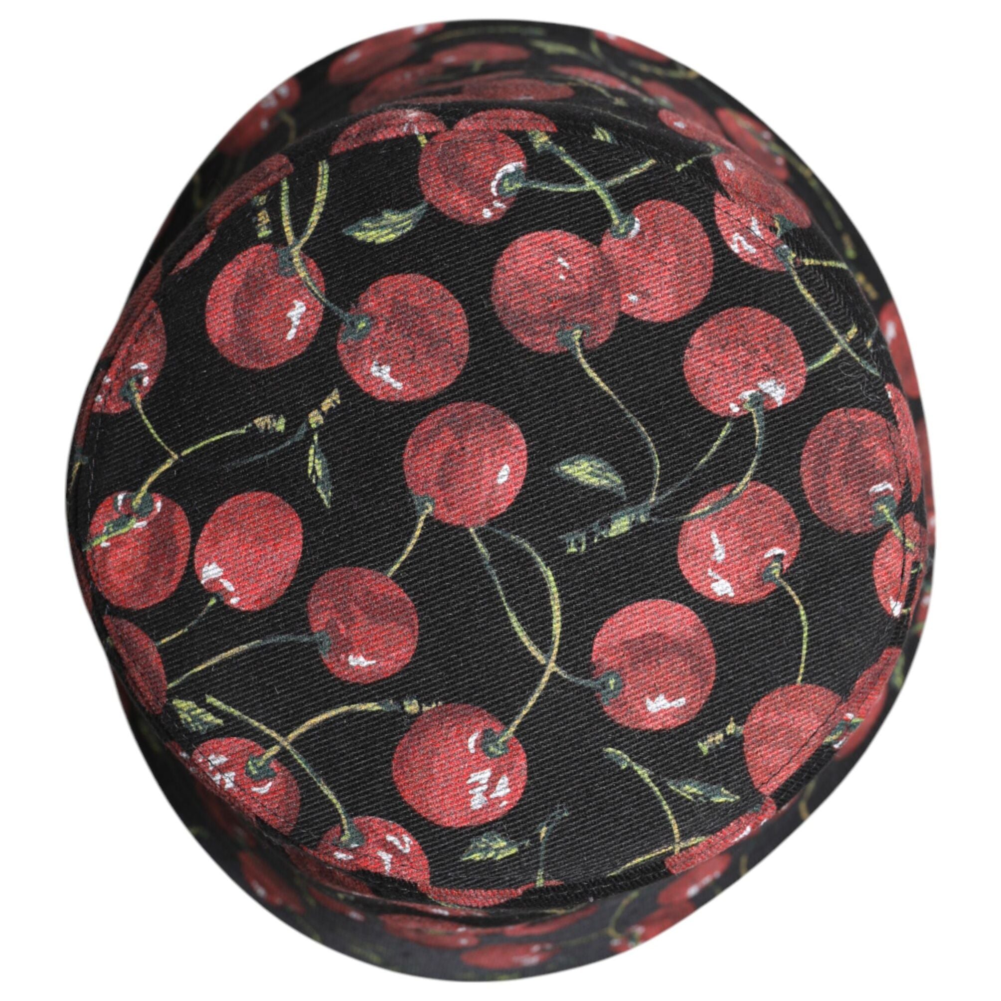 Dolce & Gabbana Black Cotton Printed Wide Brim Bucket Hat