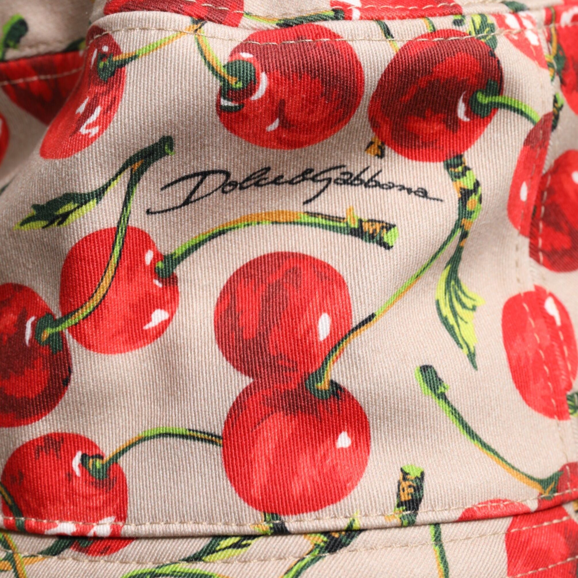 Dolce & Gabbana Beige Cotton Printed Wide Brim Bucket Hat