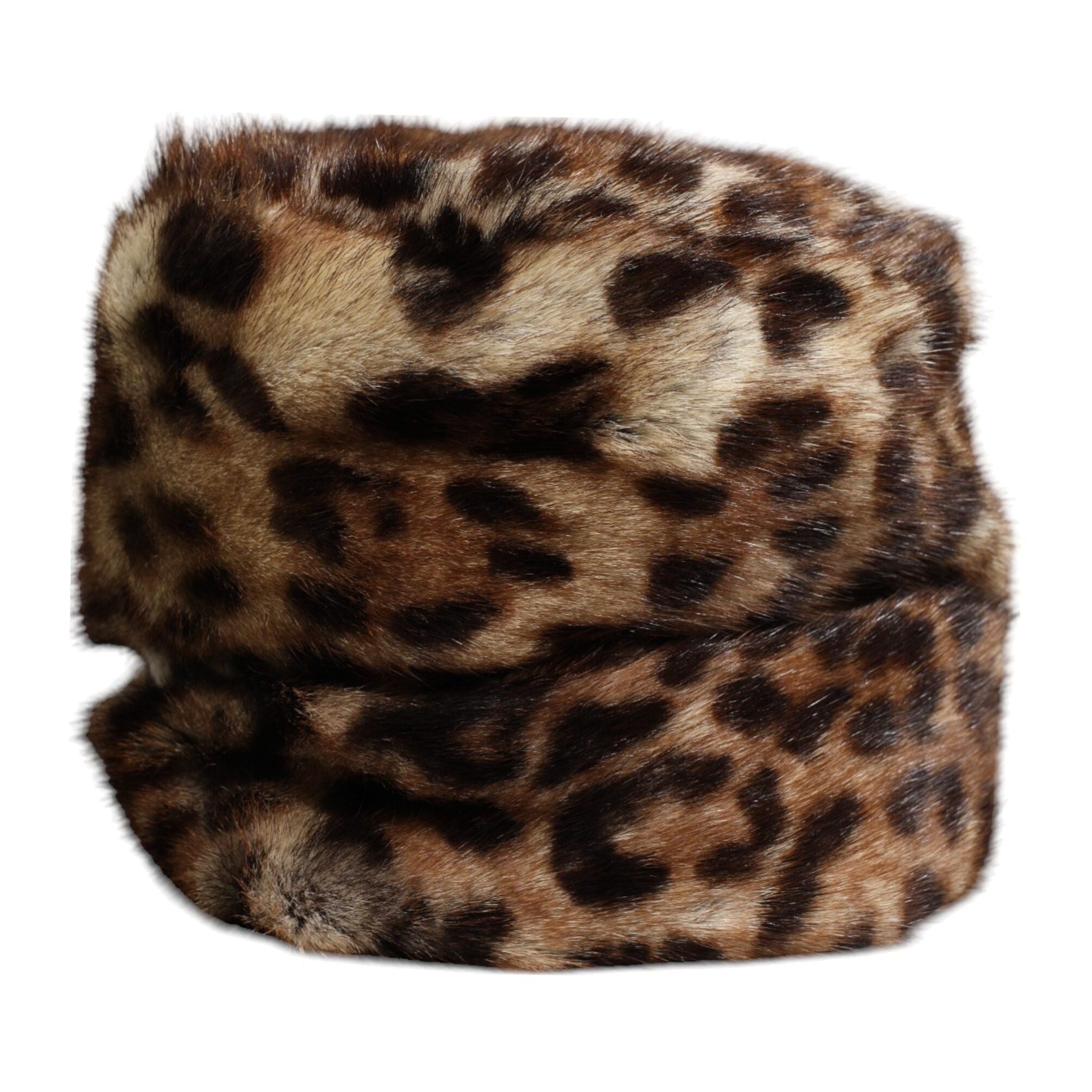 Dolce & Gabbana Brown Leopard Faux Fur Women Bucket Hat