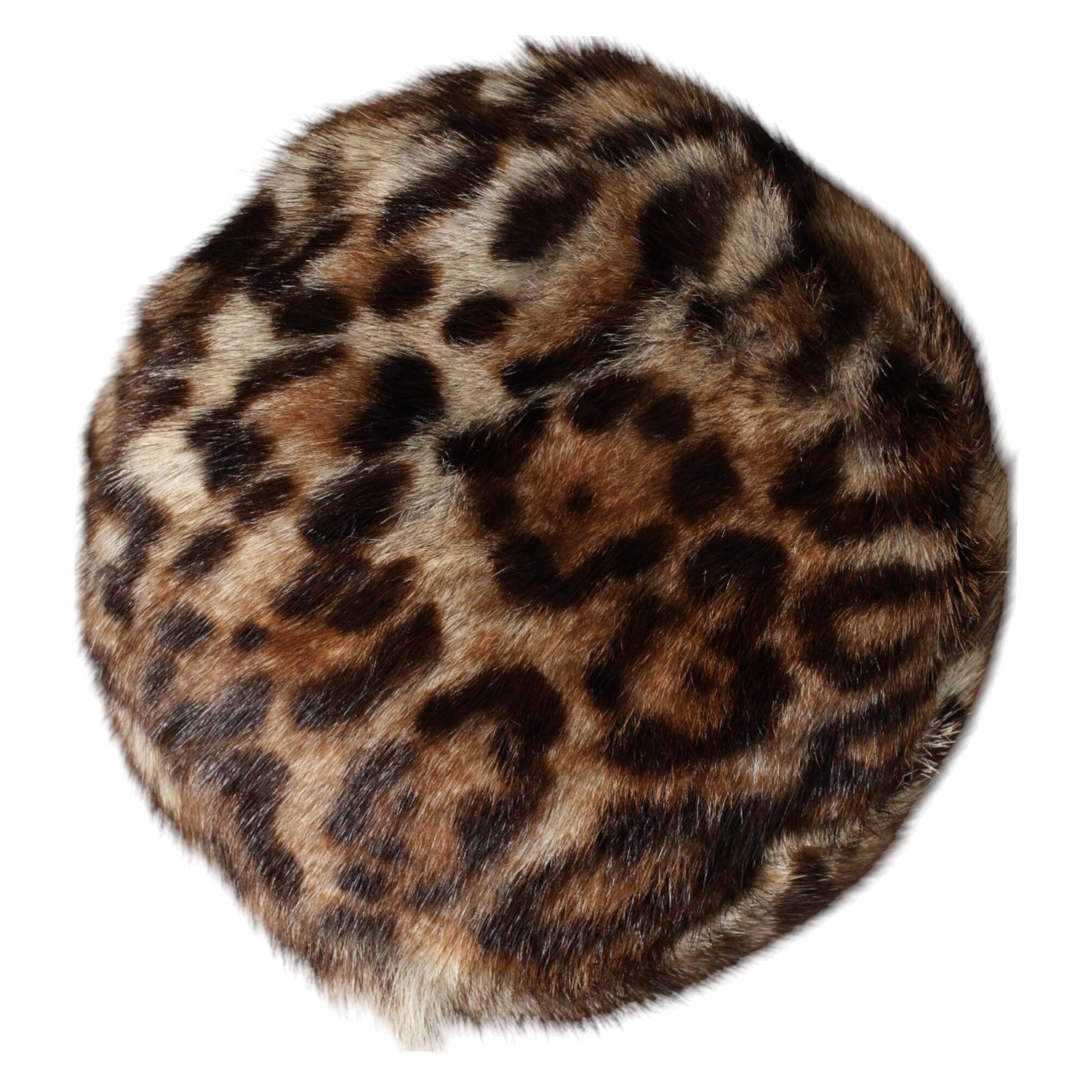 Dolce & Gabbana Brown Leopard Faux Fur Women Bucket Hat