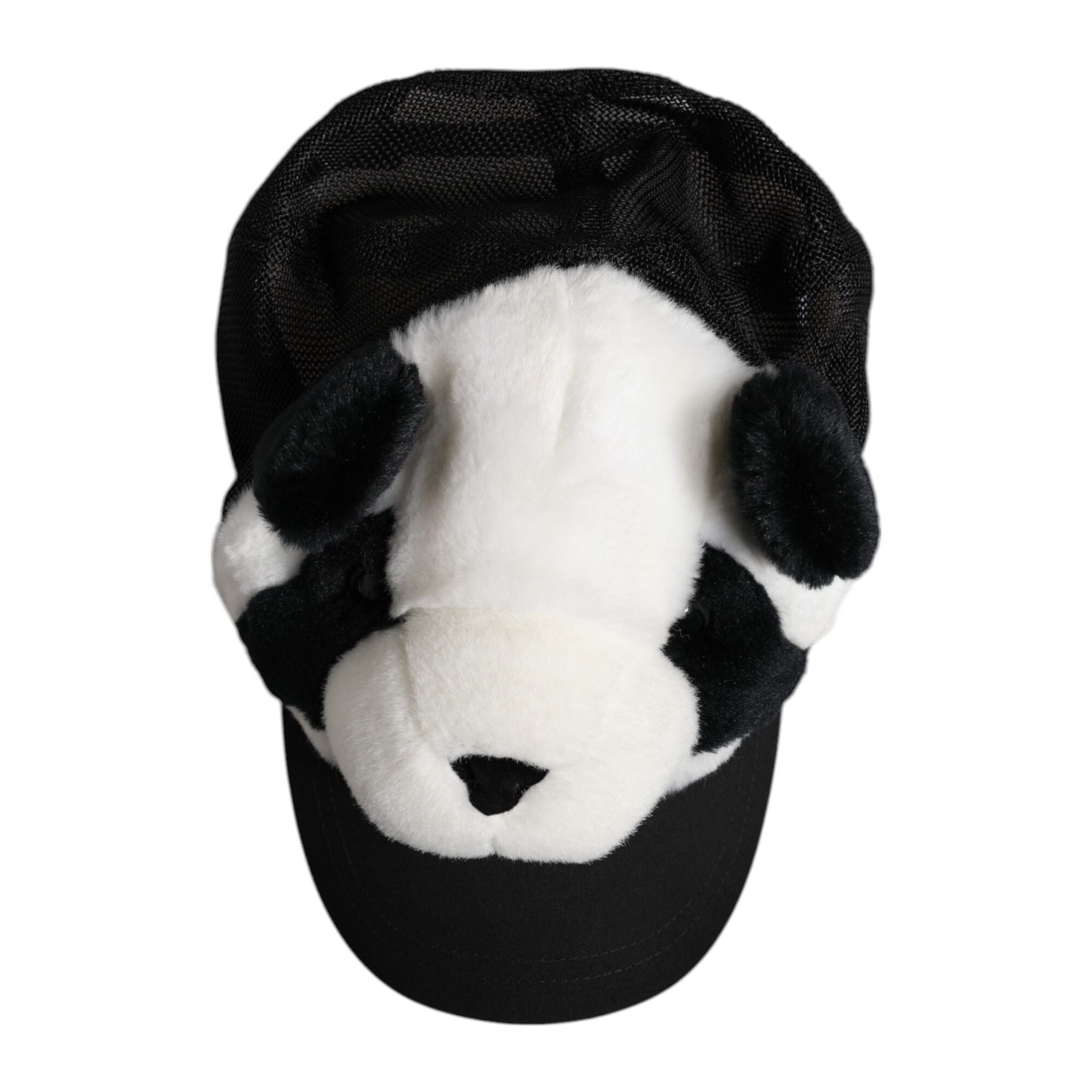 Dolce & Gabbana Black White Panda Fur Women Baseball Cap
