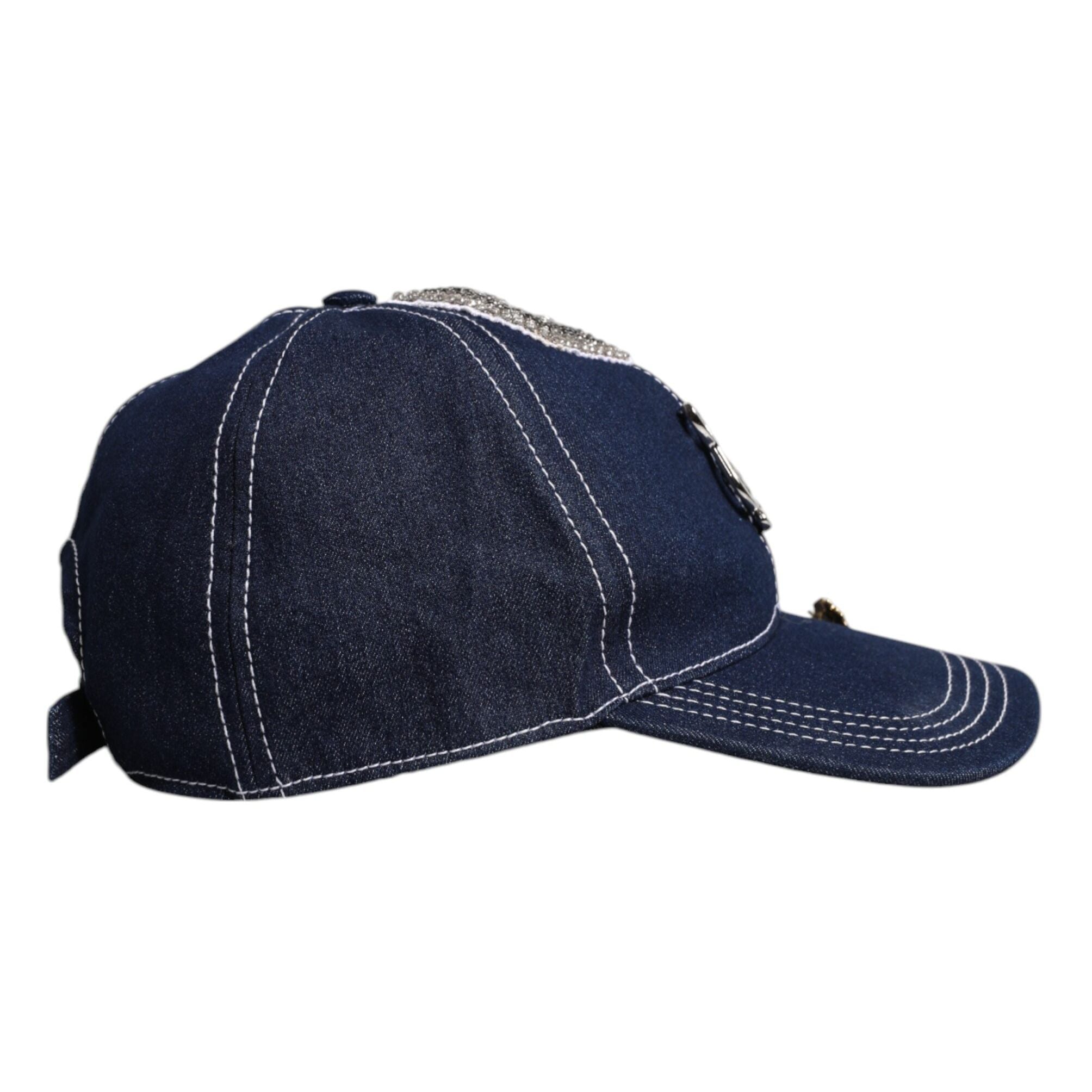 Dolce & Gabbana Blue Crystal Embellishment Baseball Cap