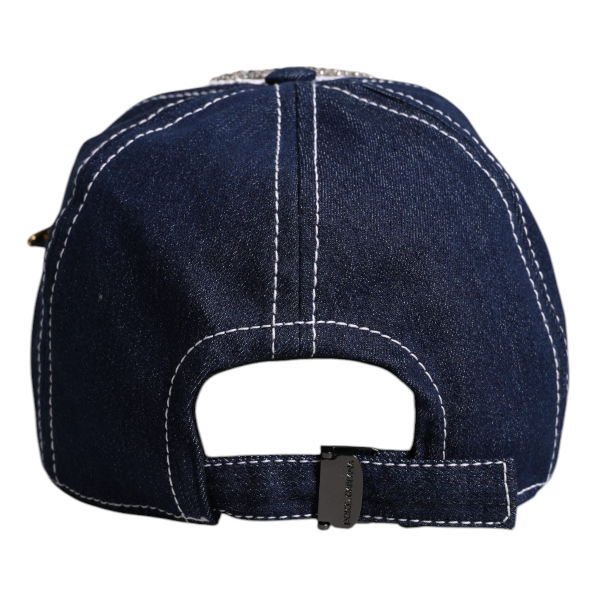 Dolce & Gabbana Blue Crystal Embellishment Baseball Cap