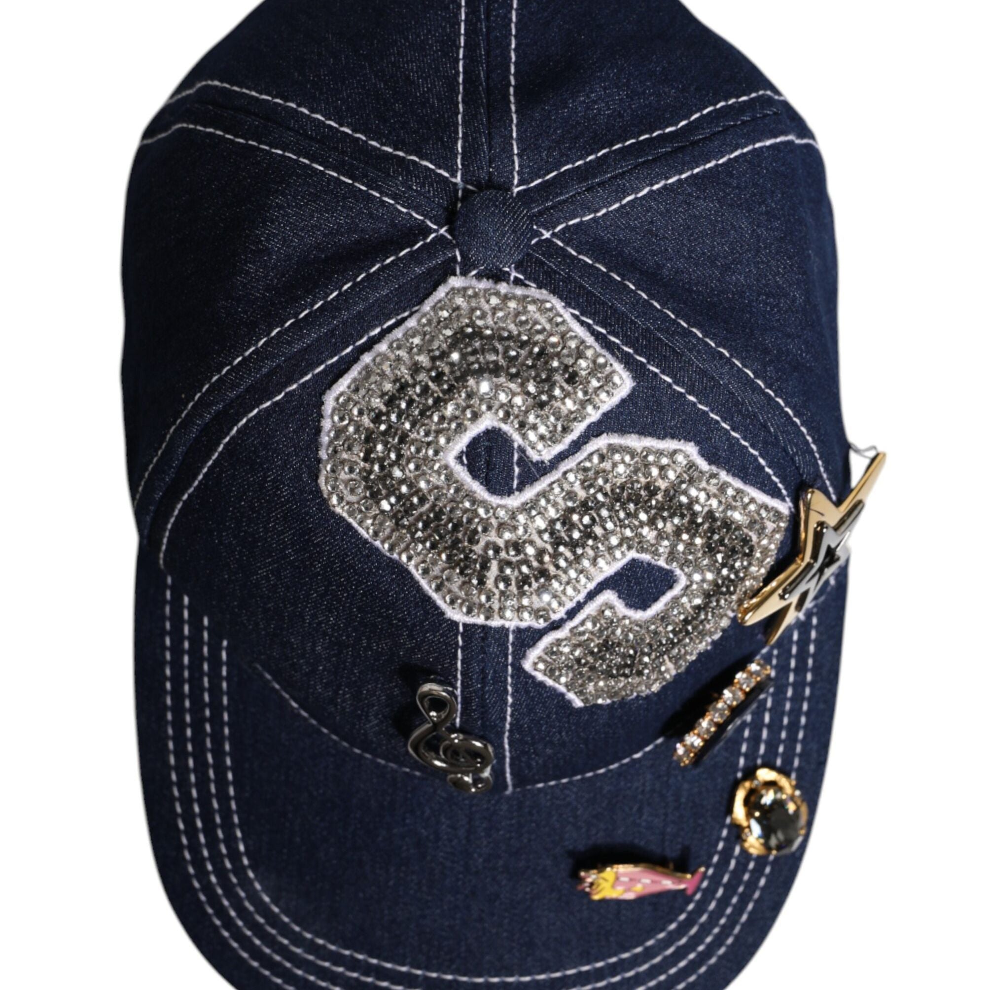 Dolce & Gabbana Blue Crystal Embellishment Baseball Cap