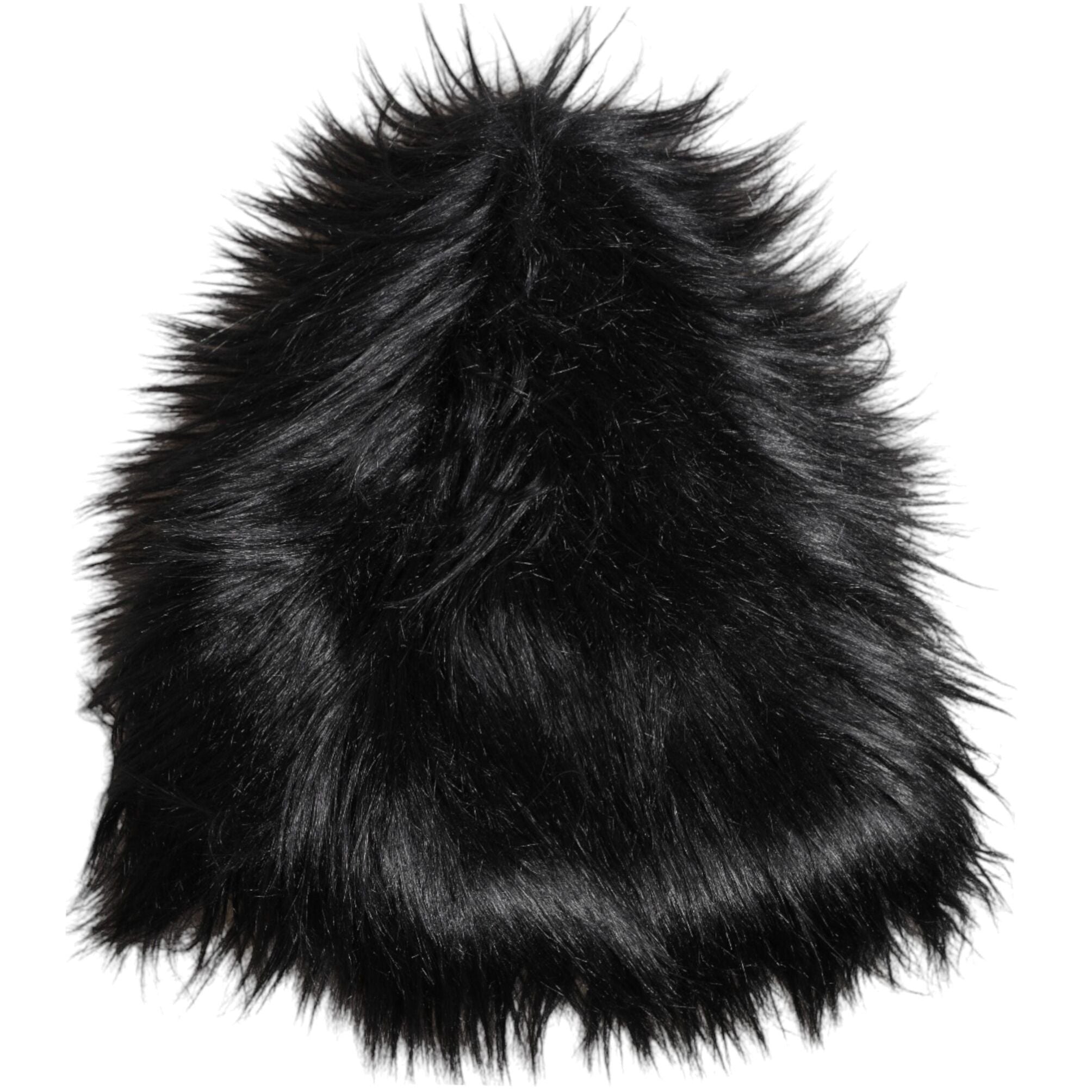 Dolce & Gabbana Black Acrylic Fur Womens Bucket Hat