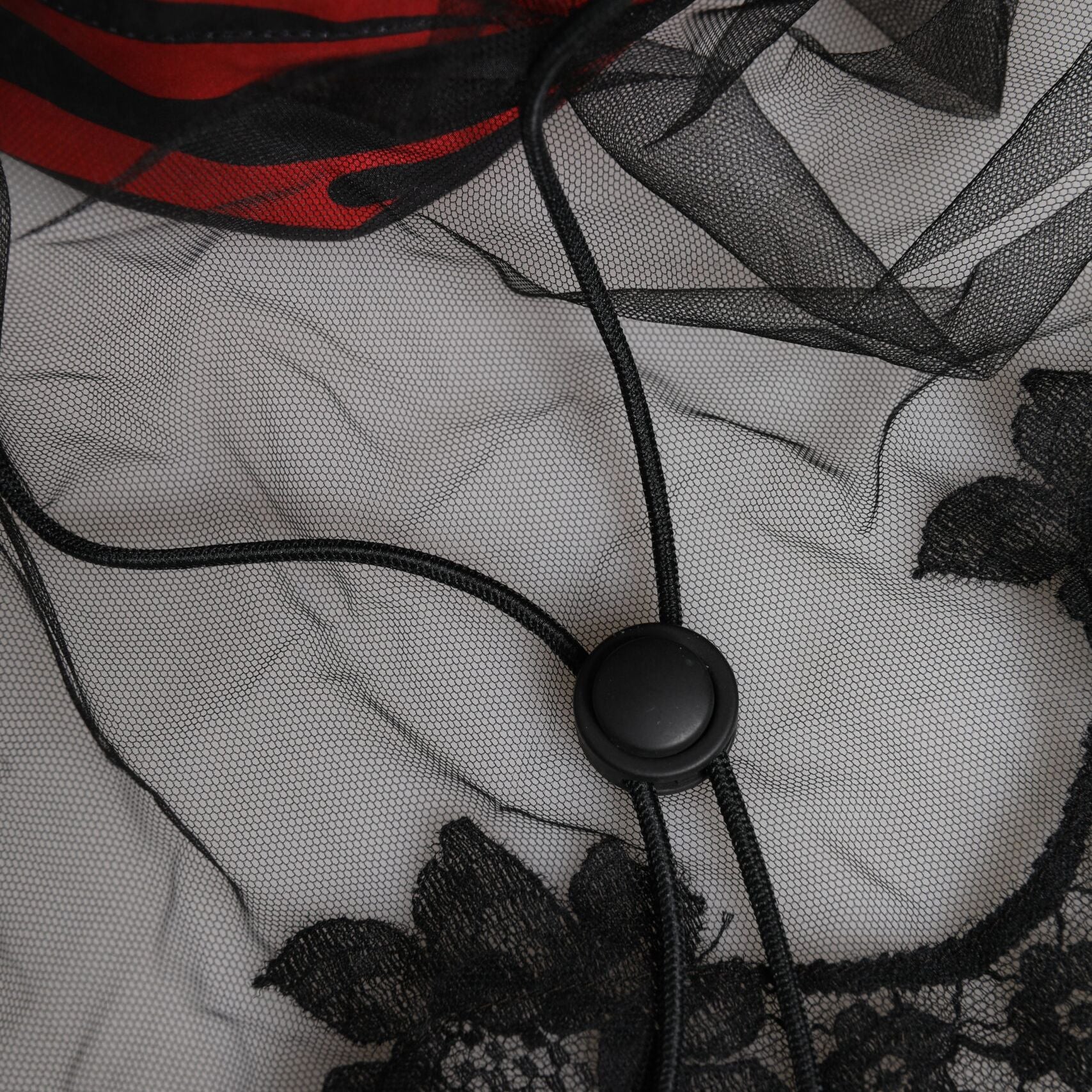 Dolce & Gabbana Black Red Stripes Lace Tulle Bucket Hat