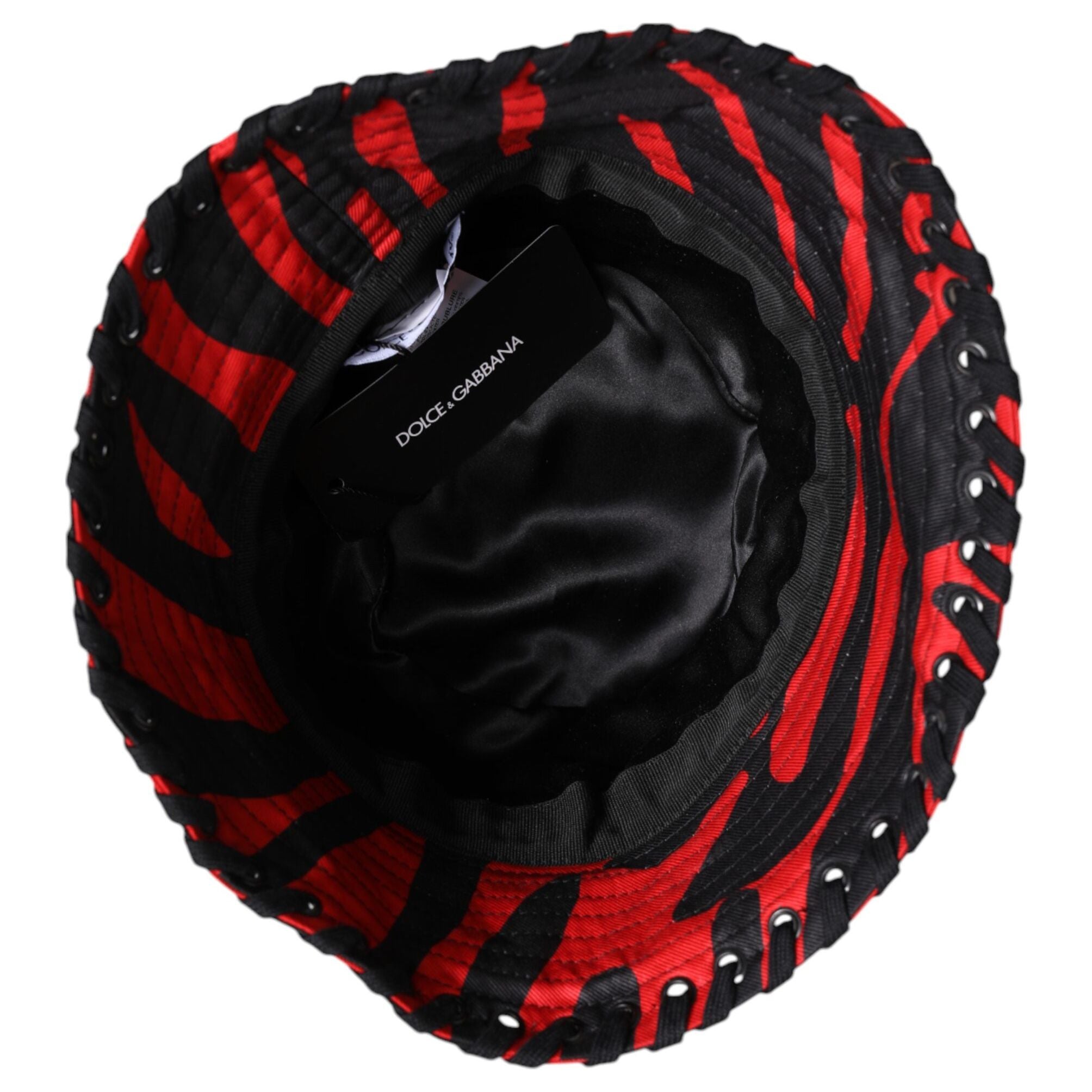 Dolce & Gabbana Black Red Stripe Polyester Wide Brim Bucket Hat