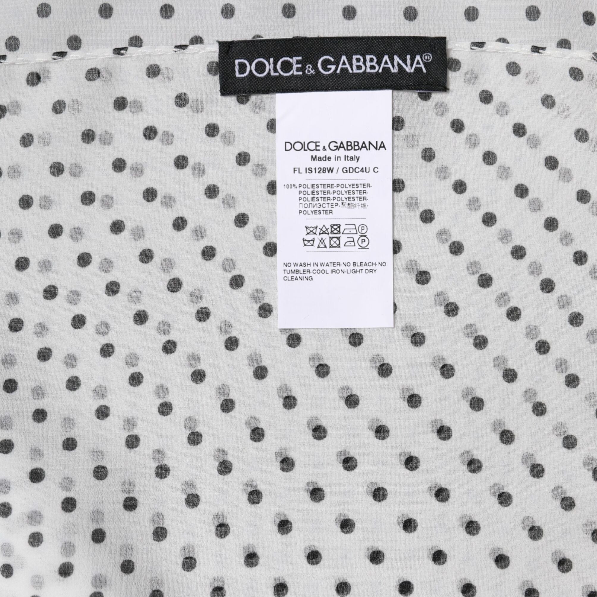 Dolce & Gabbana White Polka Dots Polyester Wrap Shawl Scarf