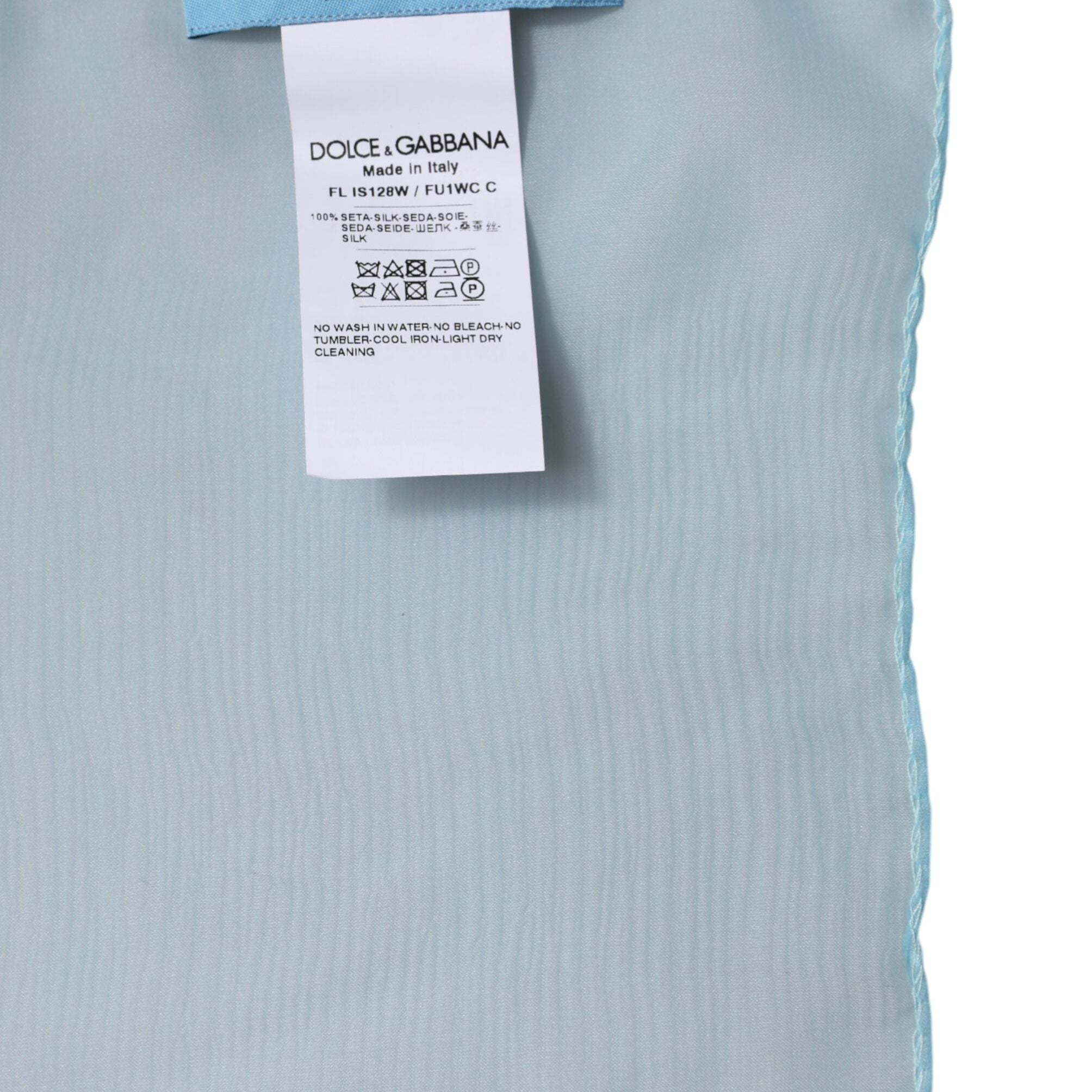 Dolce & Gabbana Light Blue Silk Rectangle Wrap Shawl Scarf