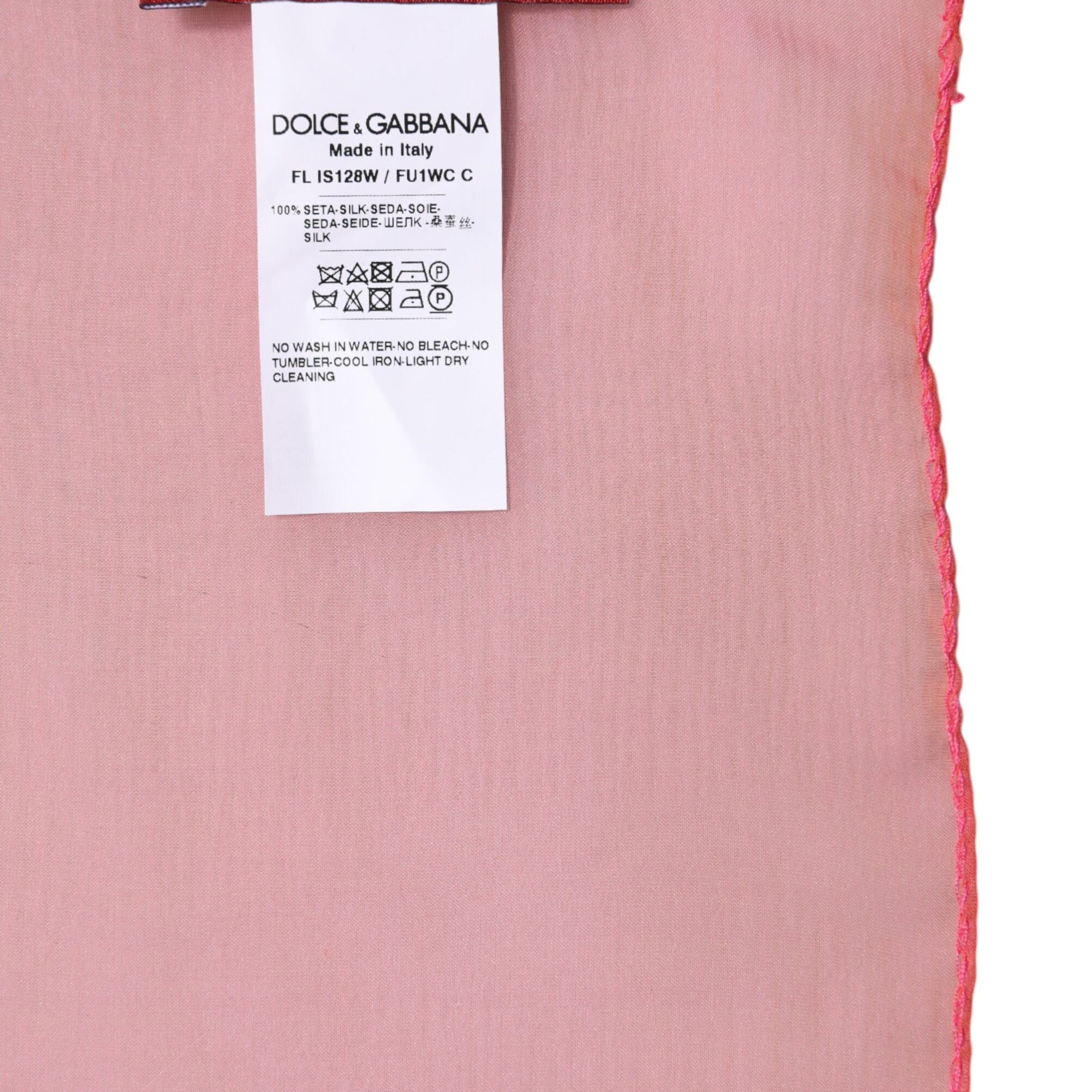 Dolce & Gabbana Pink Silk Rectangle Women Wrap Shawl Scarf