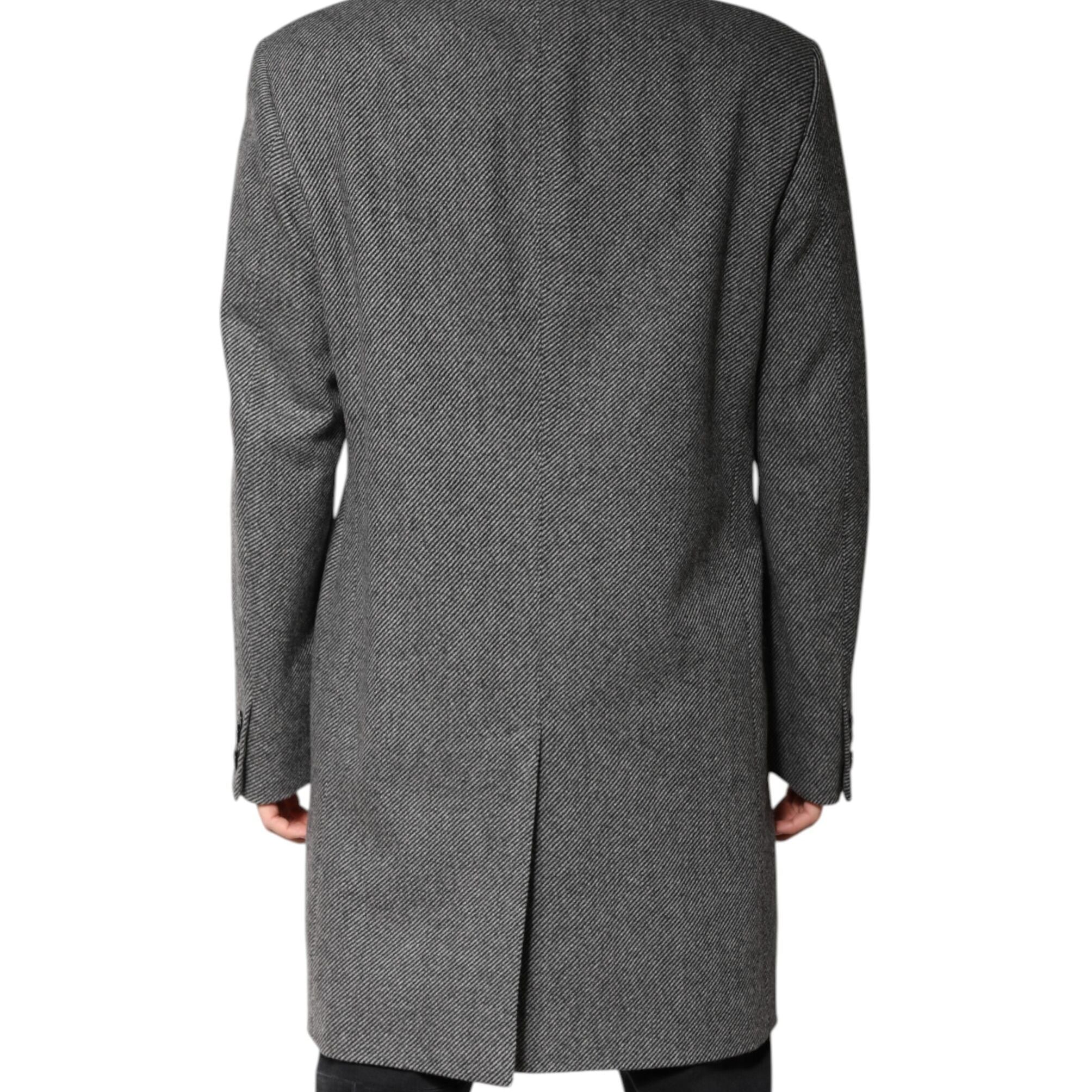 Dolce & Gabbana Gray Wool Single Breasted Trench Coat Jacket