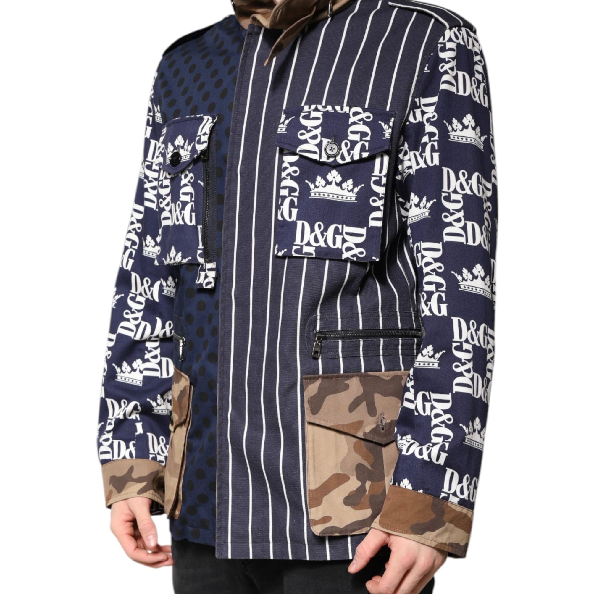 Dolce & Gabbana Multicolor Cotton Logo Patchwork Coat Jacket