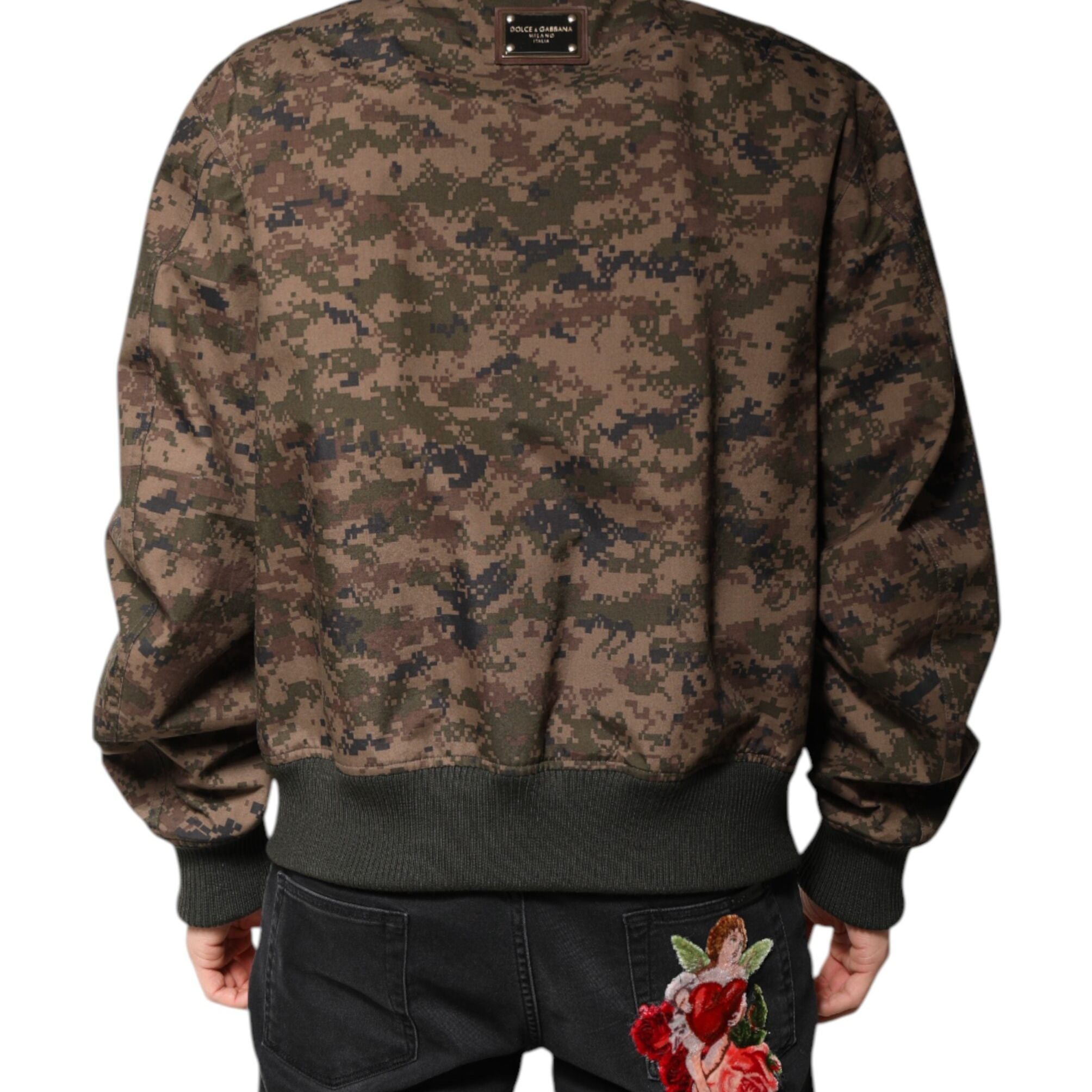 Dolce & Gabbana Brown Camouflage Bomber Full Zip Jacket