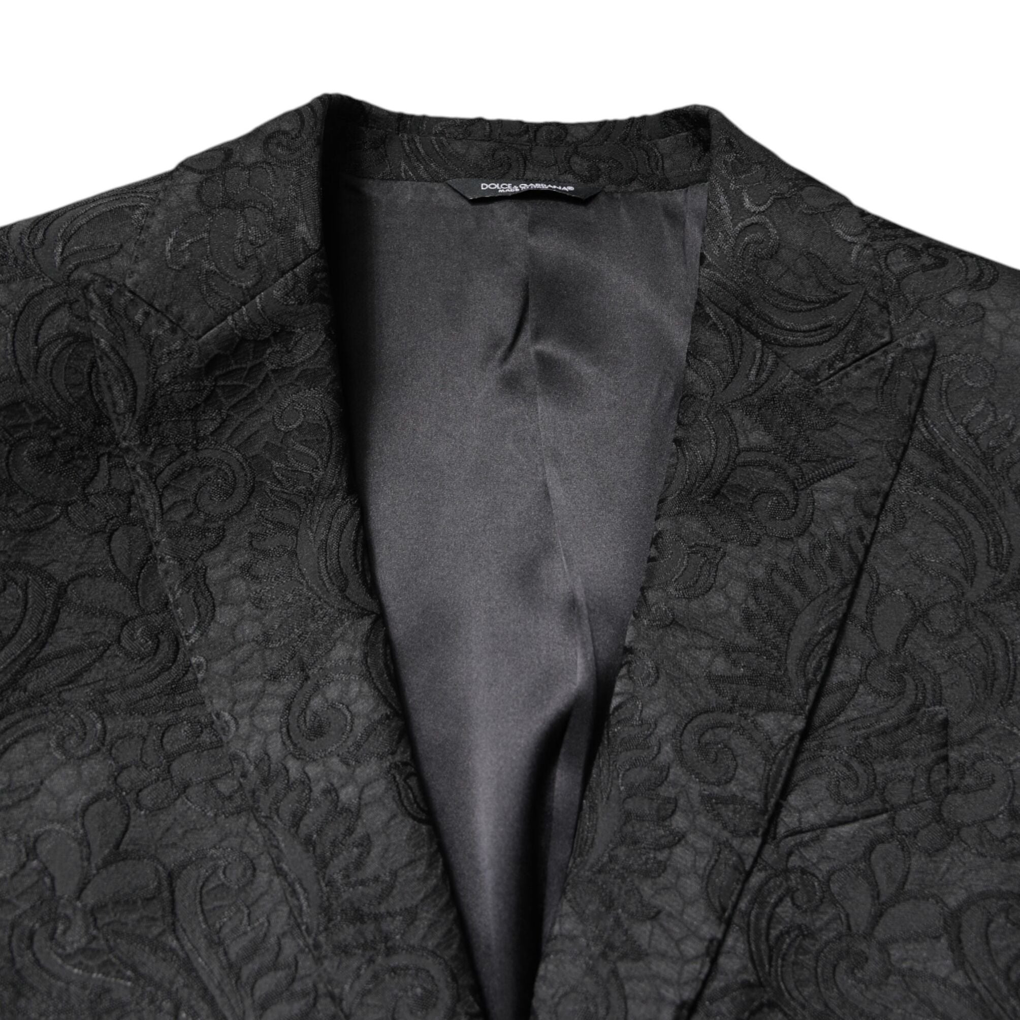 Dolce & Gabbana Black Floral Jacquard Coat Jacket Blazer