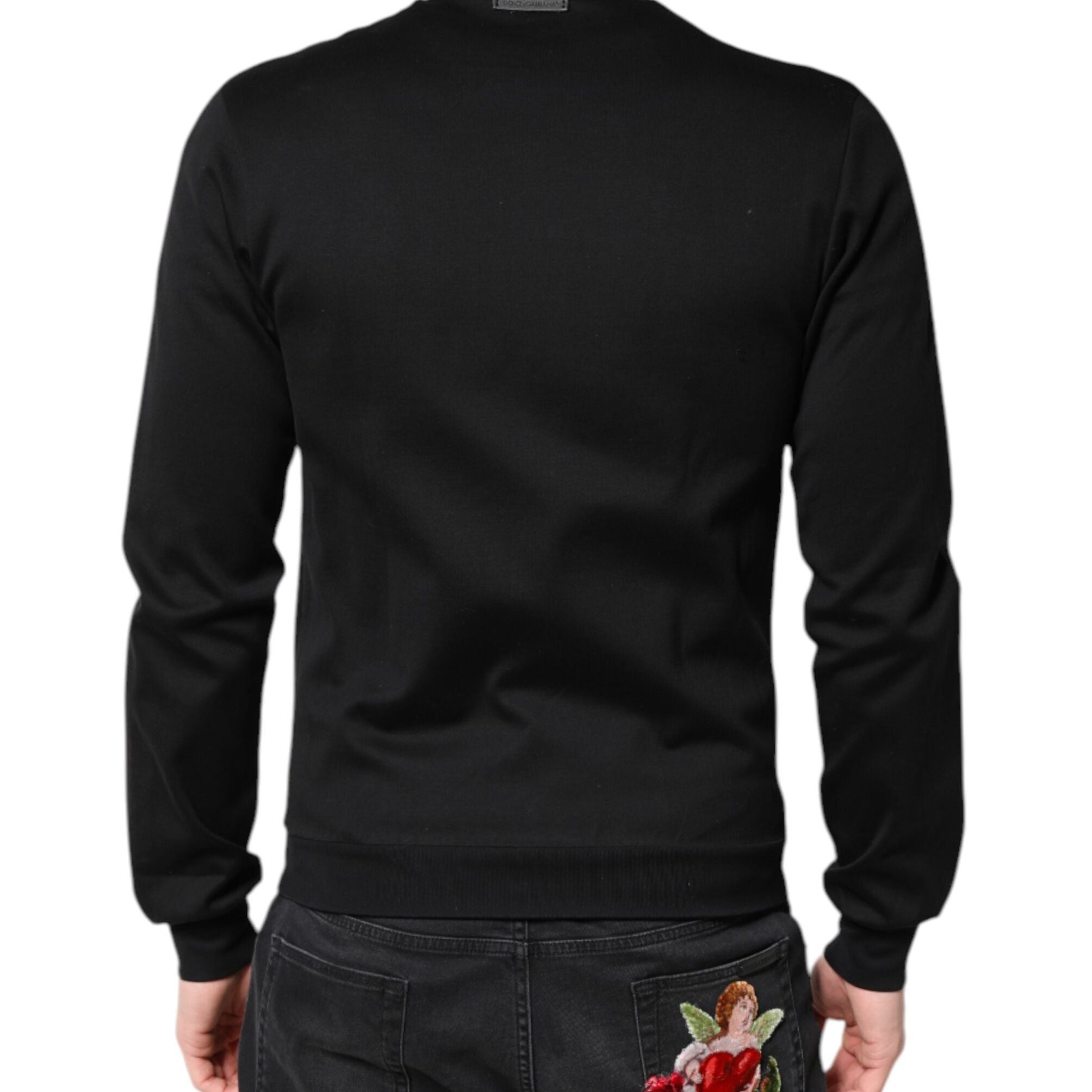 Dolce & Gabbana Black Cotton Logo Full Zip Men Bomber Jacket